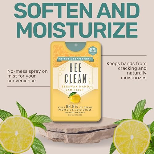 Miniatura 10 de Bee Clean Spray de bolsillo desinfectante de manos de cera de abeja orgánica, aroma a lavanda, paquete de 4