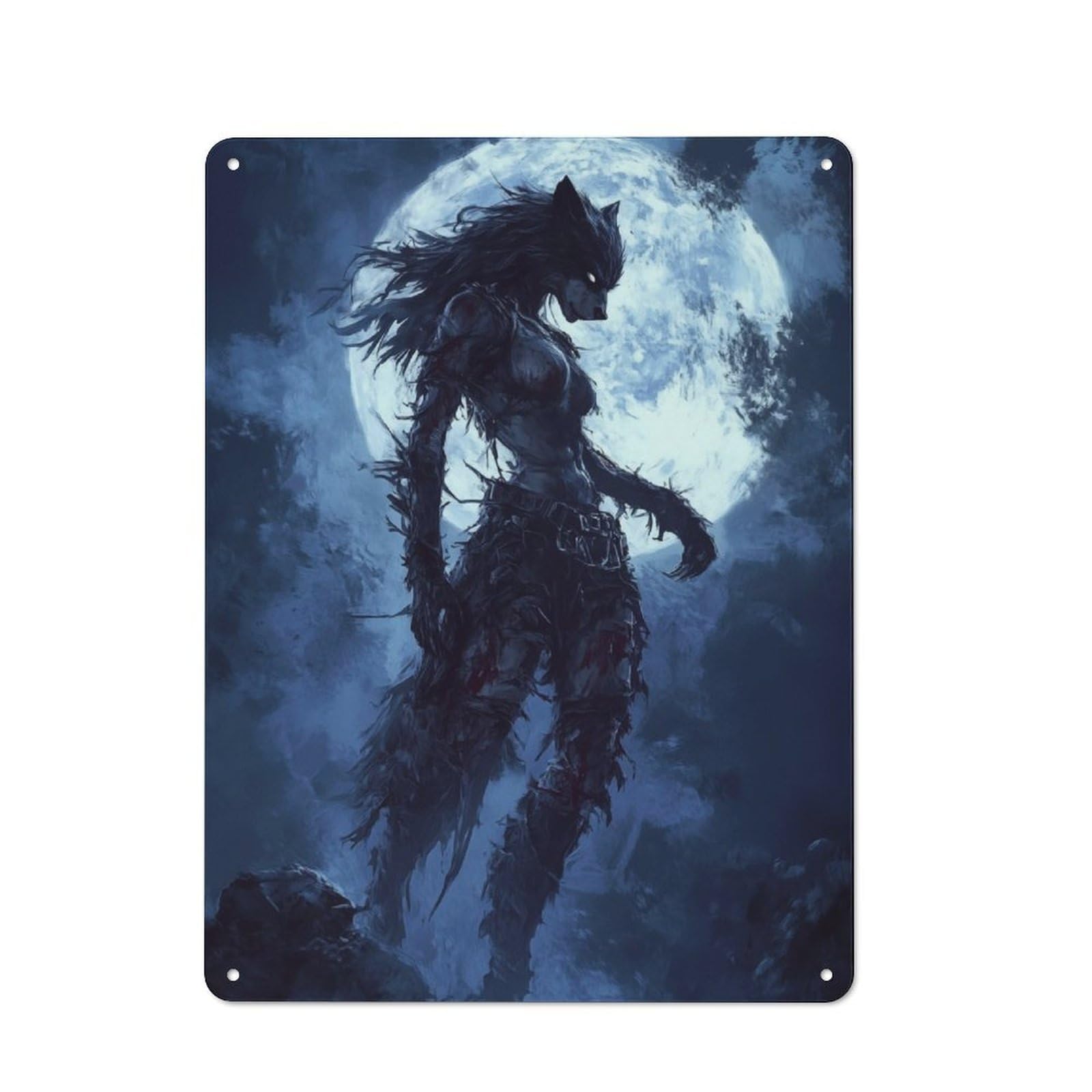 Junmoney Howl Of The Moonlit Huntress Vintage Tin Sign 40X30cm For Garden Room Or Summerhouse, For A Newly Organised Room And Metal Sign Display