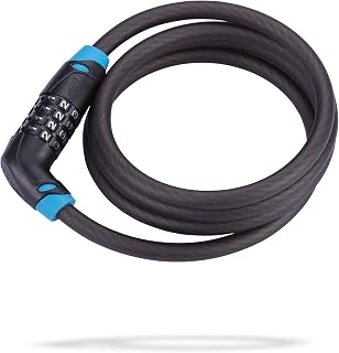 BBB Cycling-Candado antirrobo de bicicleta con combinación de 4dígitos numéricos, hecho de acero especialmente para bicicleta de carretera, MTB o urbana. Color Negro. 10mmx150cm-Modelo CodeSafe BBL-35