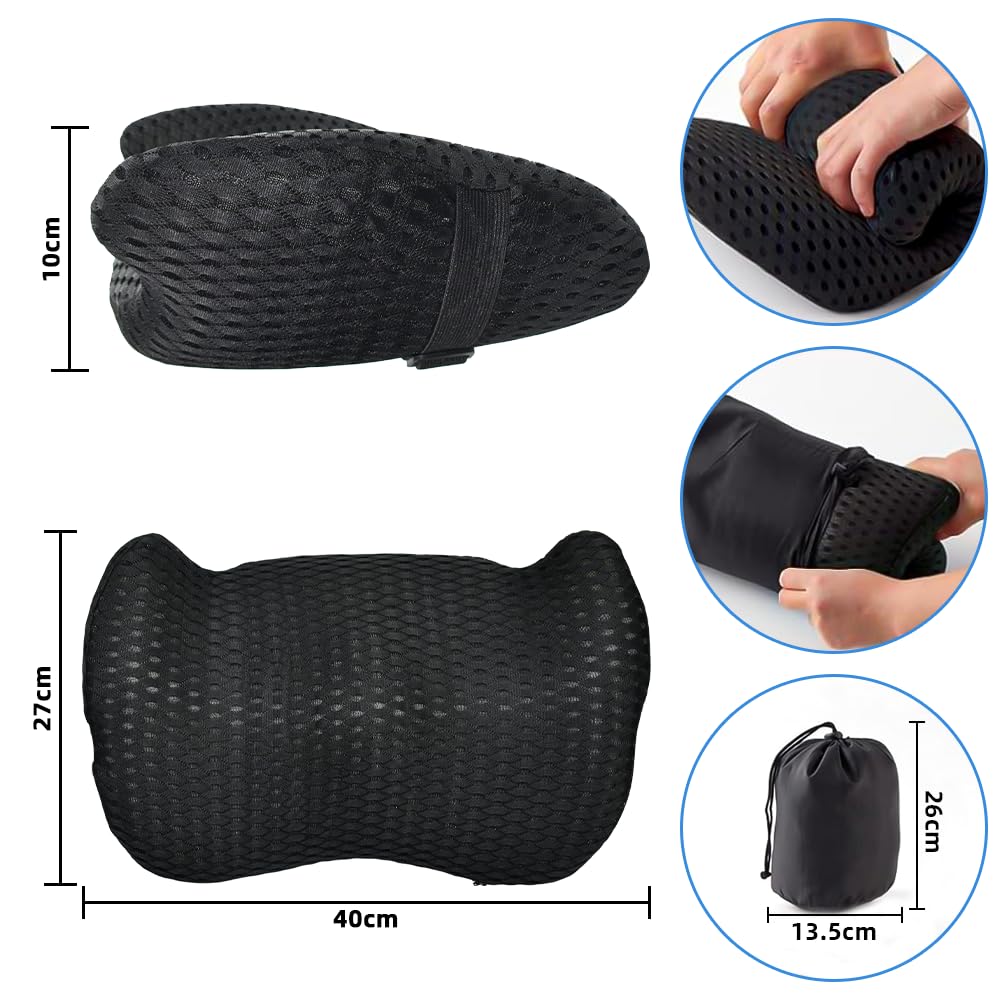 Cuscino di Supporto Lombare Cuscino Posteriore con Cinghia Regolabile Cuscino Lombare in Memory Foam Cuscino di Sostegno Lombare per Sedia da Ufficio, Seduta Auto (Nero)