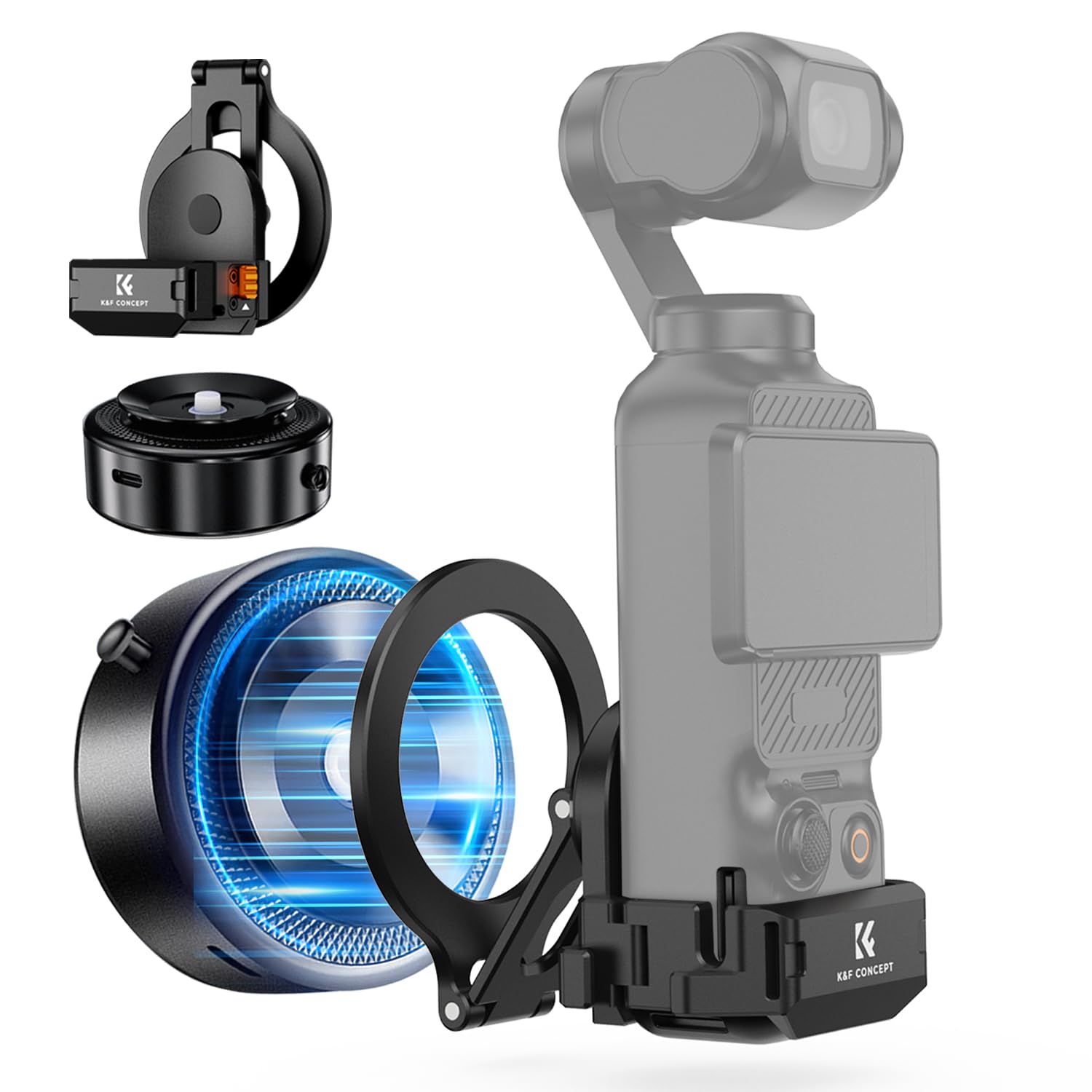 K&F CONCEPT elektrische Magnethalterung, Vakuum-Saugnapfhalterung kompatibel mit DJI Osmo Pocket 3, Halterung Ständer für Osmo Pocket 3 Zubehör, magnetische Halterung