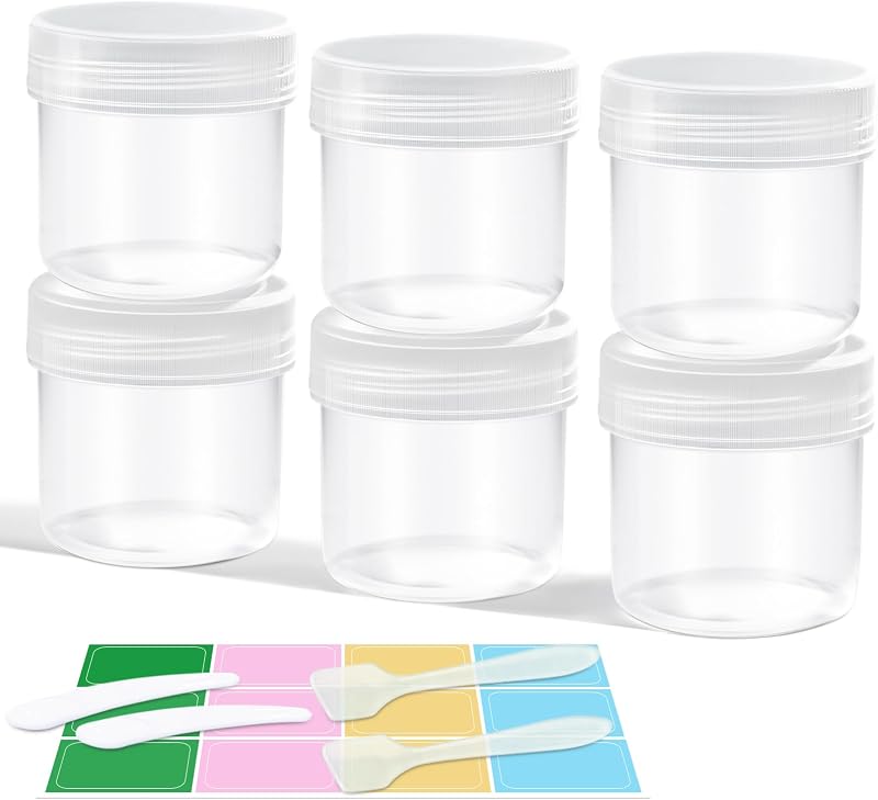 DEMORA Frascos plásticos transparentes com tampa de rosca para viagem, 50 mL, 6 unidades