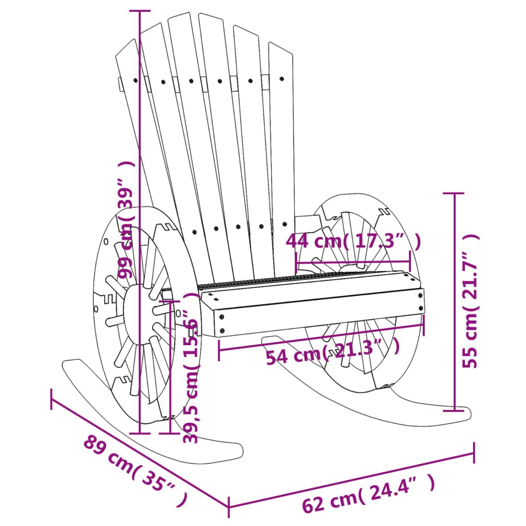 Adirondack krzesło bujane krzesło ogrodowe ogrodowe z litego drewna jodła odporne na wilgoć ergonomiczne siedzisko podłokietnik koło wózek wykorzystanie patio taras basen balkon