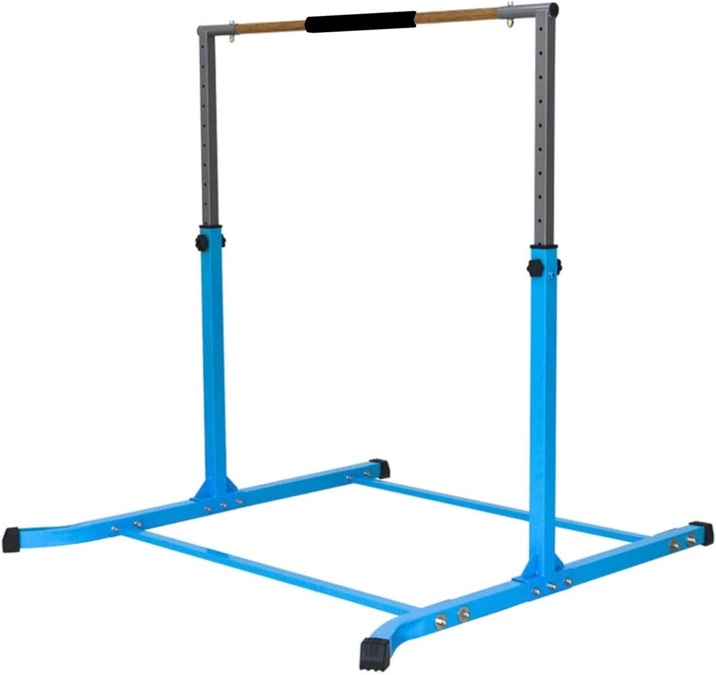 Expandable Gymnastics Training Kip Bar Height Adjustable 3 to 5 FT Horizontal Bar with HD Curved Legs Professional Junior Gymnastic Cushioned High Bar Asymmetric Bar 300 lbs Weight Capacity (Blue)