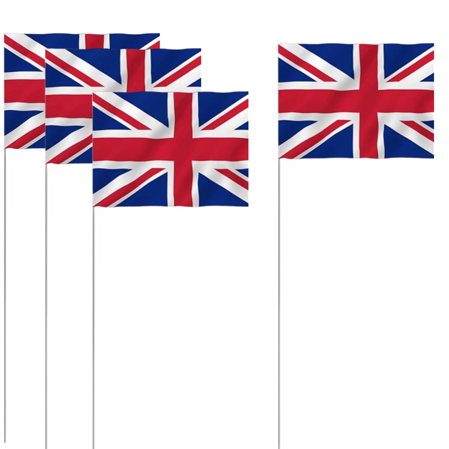 50 Pack 4.92"x3.81" Marking Flag Union Jack UK Flag with 15.3" Steel Pole Yard Markers Flags Landscape Sprinkler Flags Dog Fence Britain for Fence Yard Lawn PVC