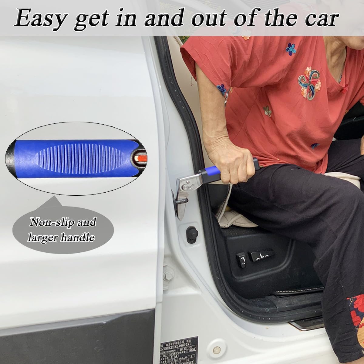 Foldable Car Door Handle for Elderly Auto Cane Grab Handle for Seniors, Handicapped, Pregnant and Drivers etc. to Get in and Out of The Car Blue