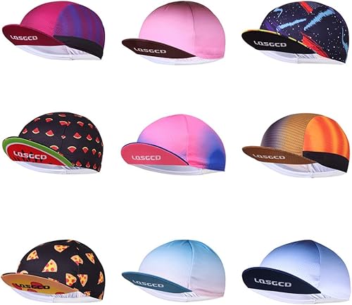 Miniatura 5 de Meicynhoger Paquete de 2 gorras transpirables para bicicleta debajo del casco para hombres y mujeres, gorras de ciclismo MTB de poliéster con visera