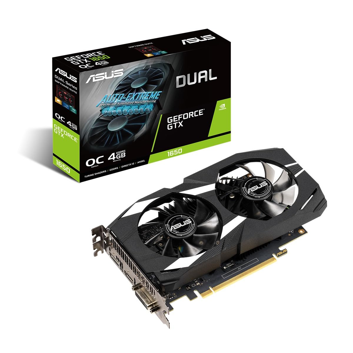 ASUS Dual GeForce GTX 1650 4GB OC Edition GDDR6 Gaming Grafikkarte 