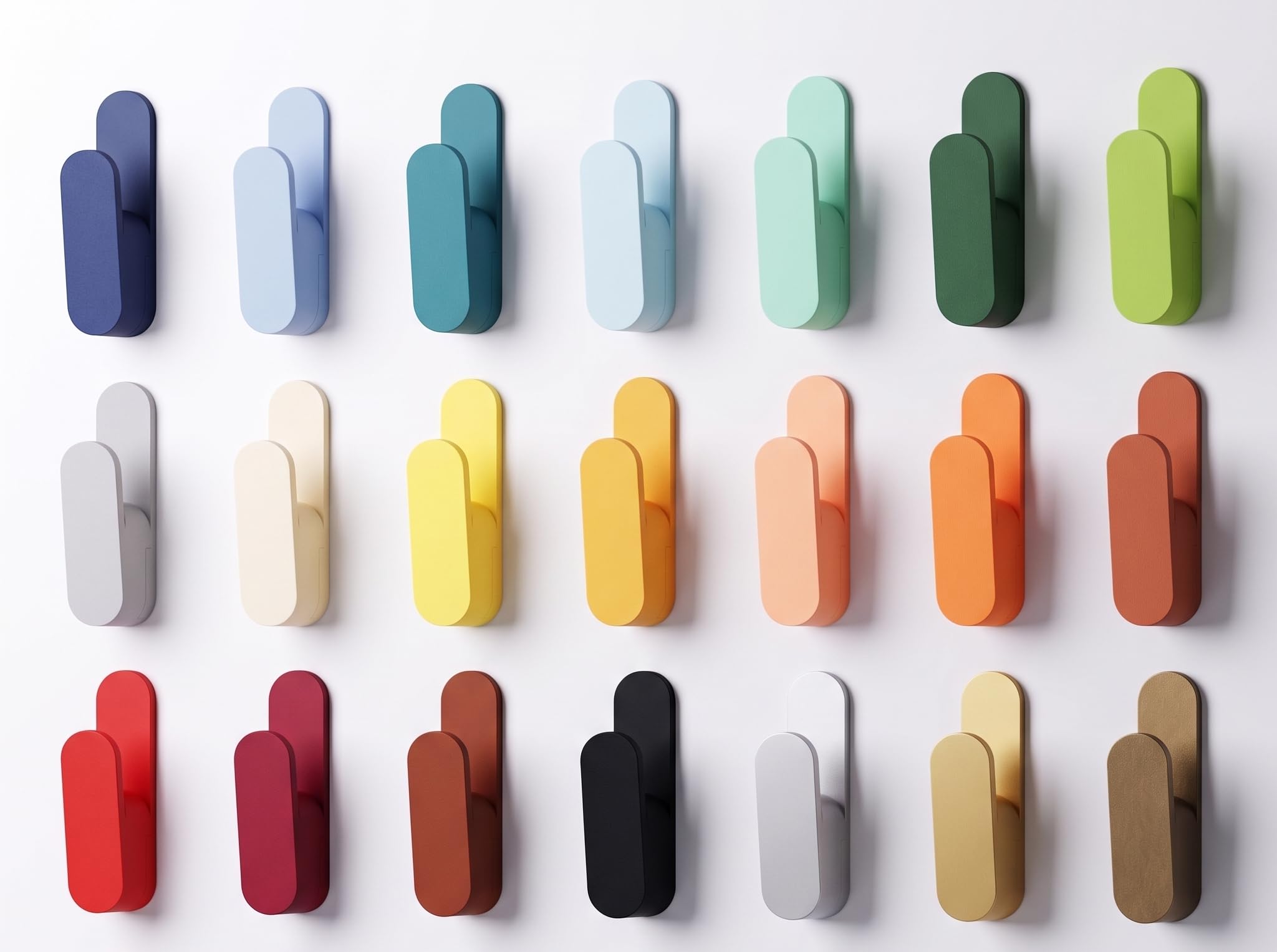 RS-3D Modern Minimalist Wall Hooks | Damage-Free Renter Friendly Adhesive Hanging | Command Strip Compatible Hallway Decor for Coats, Towels, Keys & Hats (Pack 3) Pastel pop