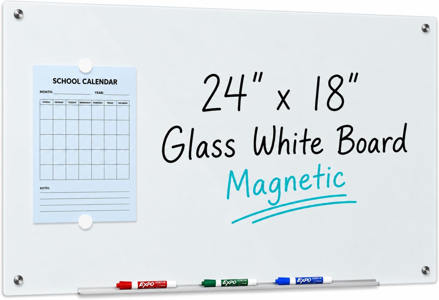 Audio-Visual Direct Magnetic Glass Board (White, 45 x 60 cm)