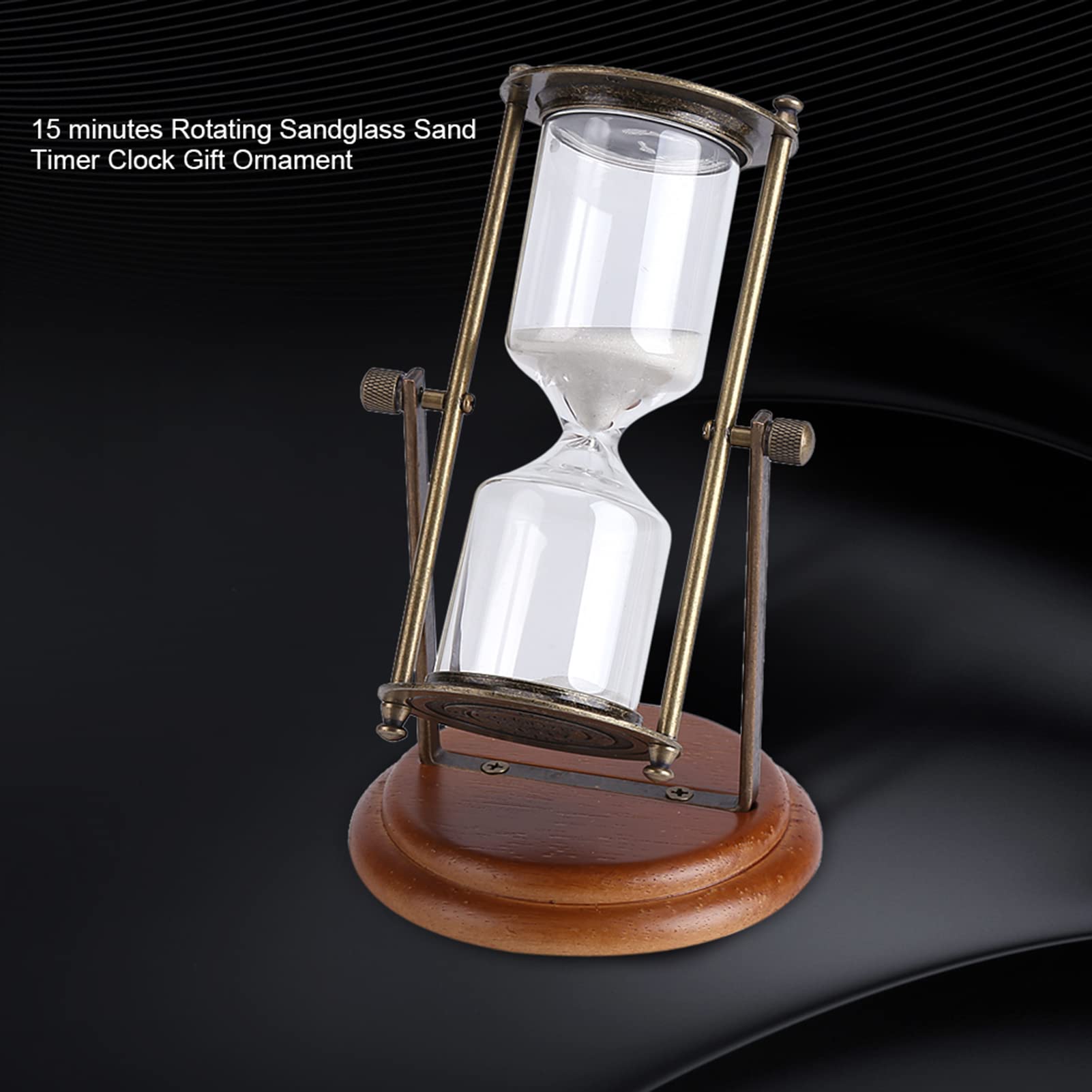 Reloj de arena giratorio con marco de metal, temporizador de arena decorativo de 15 minutos para escritorio, decoración náutica, cronometraje elegante, 8 x 7.3 pulgadas, perfecto para el hogar u