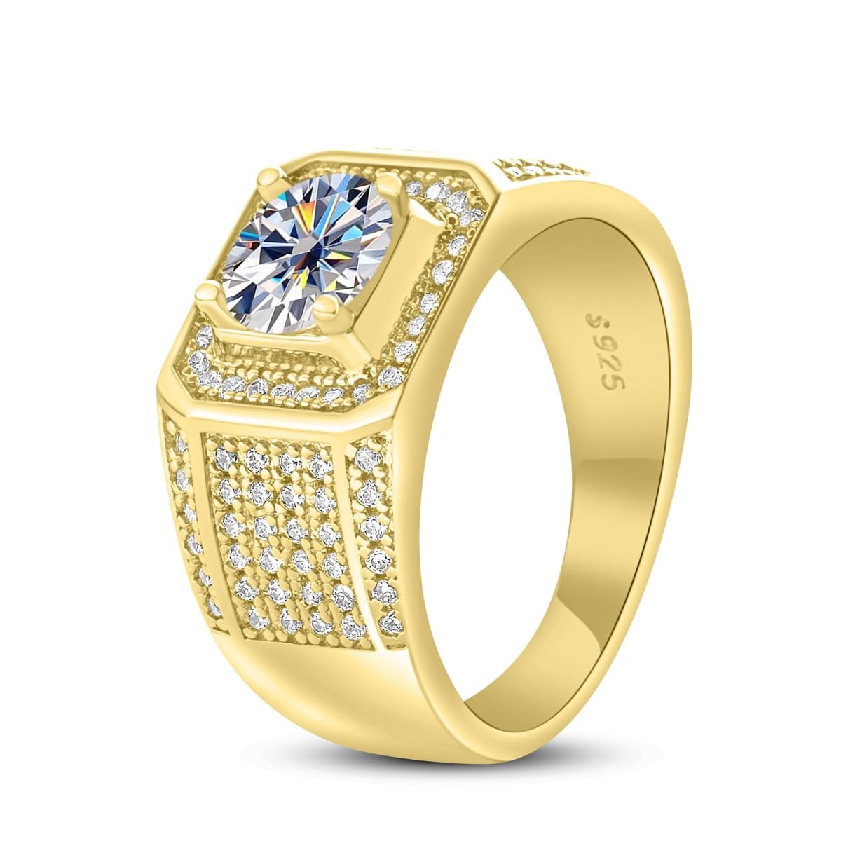 Anillos de moissanita de 1 quilate para hombre, alianzas de boda de plata de ley 925 de 18 quilates, anillo de moissanita, anillos de compromiso de moissanita, anillos de diamantes de oro para