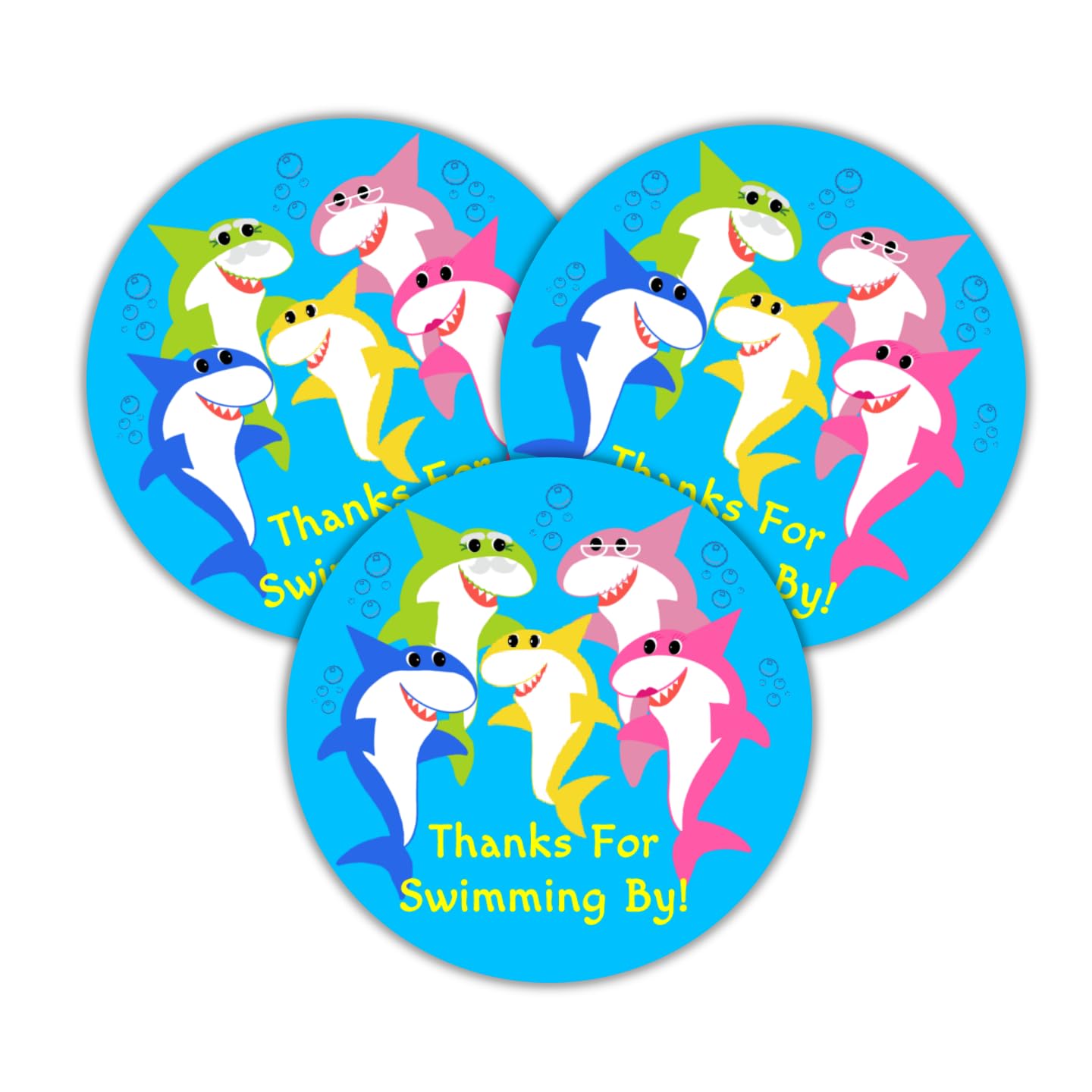 40 Little Shark, Baby Birthday Party, Baby Shower, Stickers, Labels, Tags, Party Favors, Party Supplies, 2" Round
