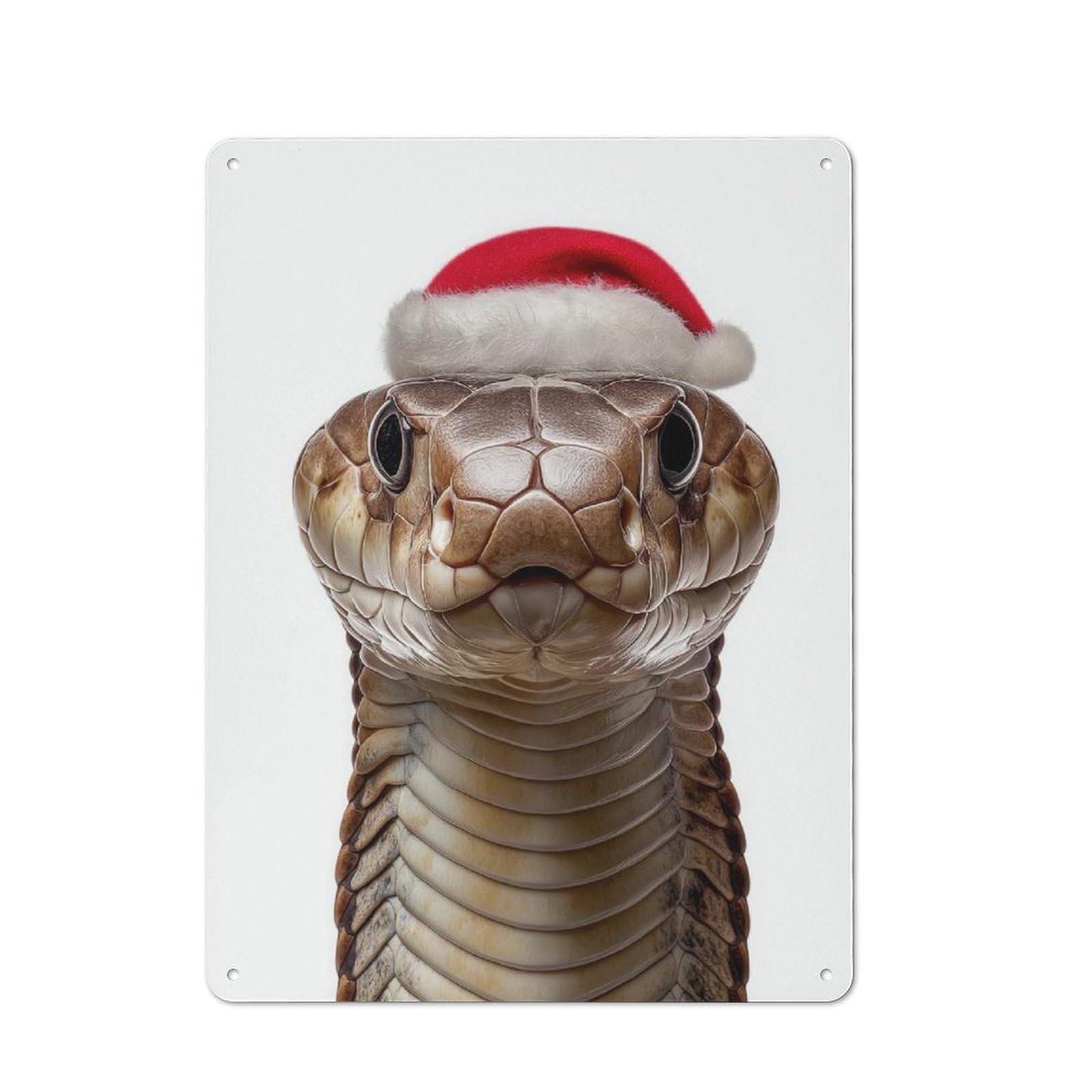 Junmoney King Cobra With Santa Hat Vintage Tin Sign 40X30cm With For Studio Or Craft Room, For Garage, Workshop And Man Cave Decoration