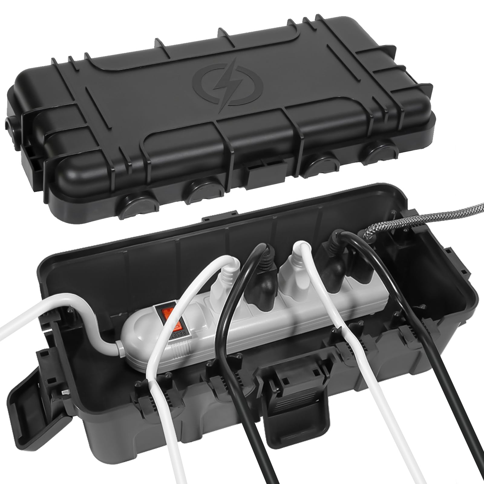 OUTDSPLY Mittelgroße wasserdichte Kabelbox für den Außenbereich, IP54 wasserdicht, Wetterfeste, Ideal zum Schutz von Verlängerungskabeln, Steckdosenleisten Winkelsteckern(29.5x14.5x10.5cm) -