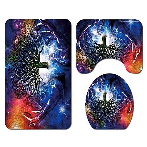 Claean-Acces-Home Toilettendeckelbezug Vier-teiliger Baum-Bad-Vorhang-Teppichbad-Badezimmer-rutschfeste Fußhülse-Set-SY260_Figur