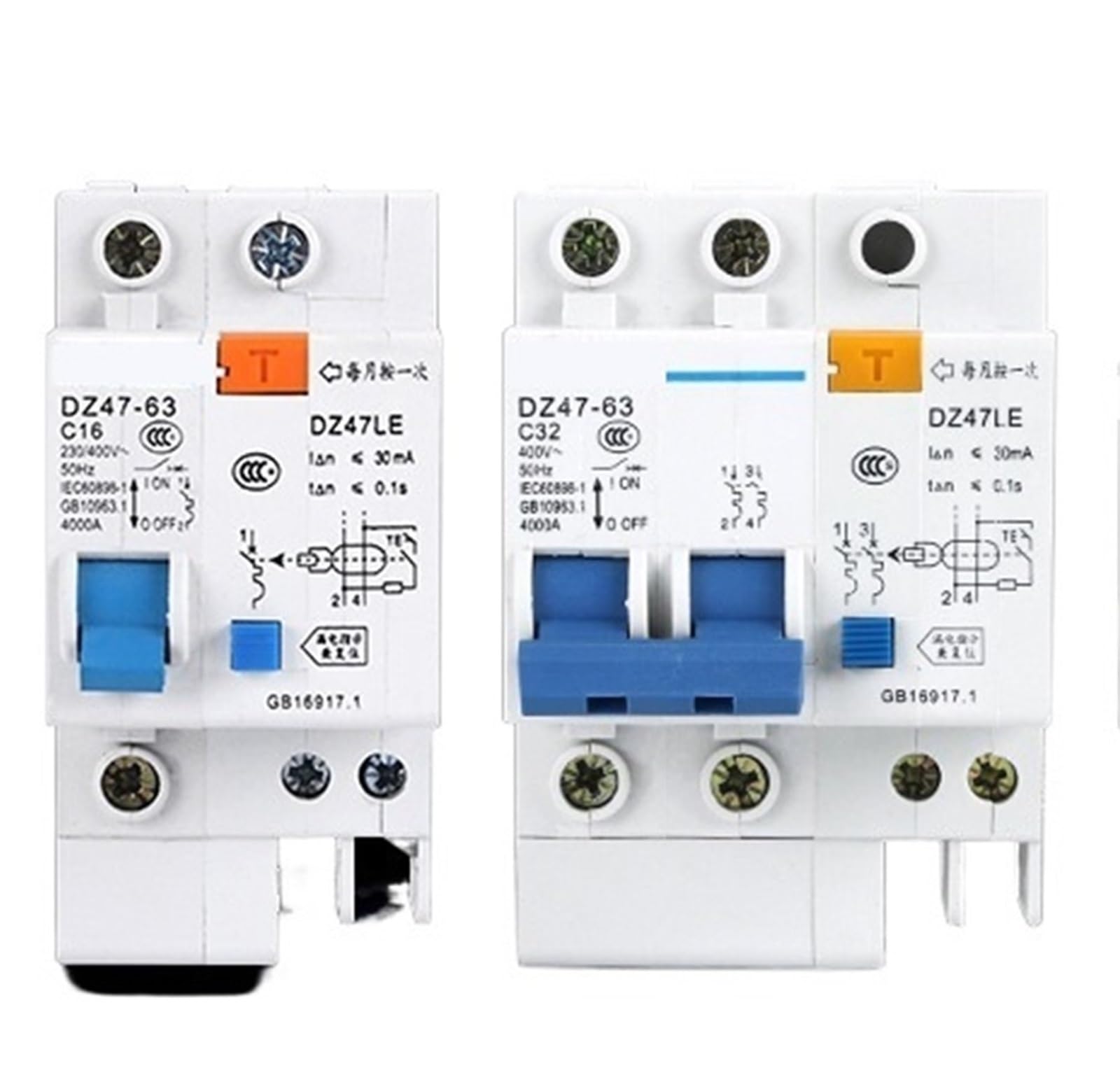 QQGGXWN DZ47LE-63 Intelligent Leakage Protector Split RCBO 1P+N 32A/40A Anti-Leakage(1P+N 6A)