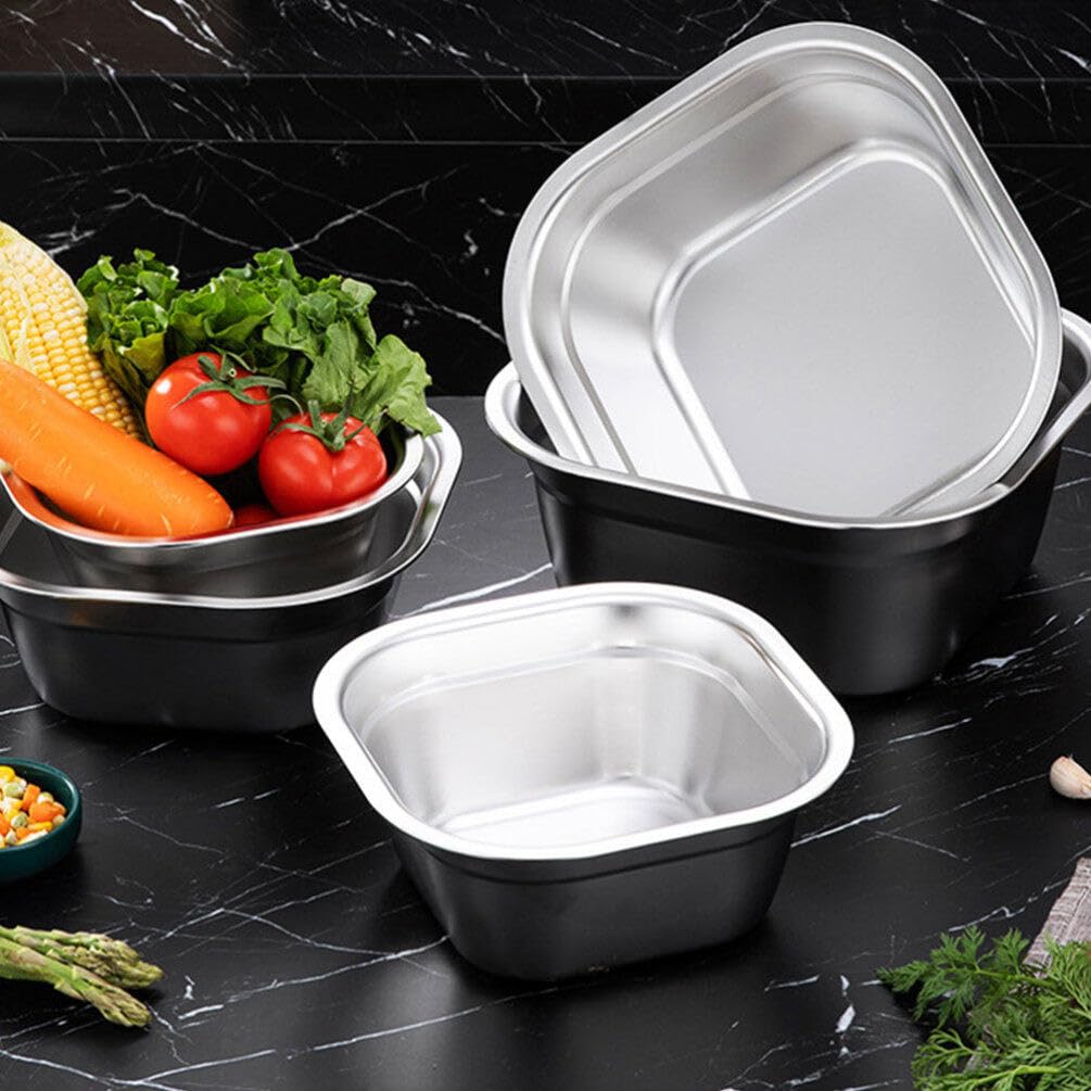 Amosfun Bacinella Quadrata in Acciaio Inossidabile 8.27X8.27X3.74 Pollici Ciotola Multiuso Per Lavare Verdure Frutta E Preparare Impasti Uso Domestico E Buffet