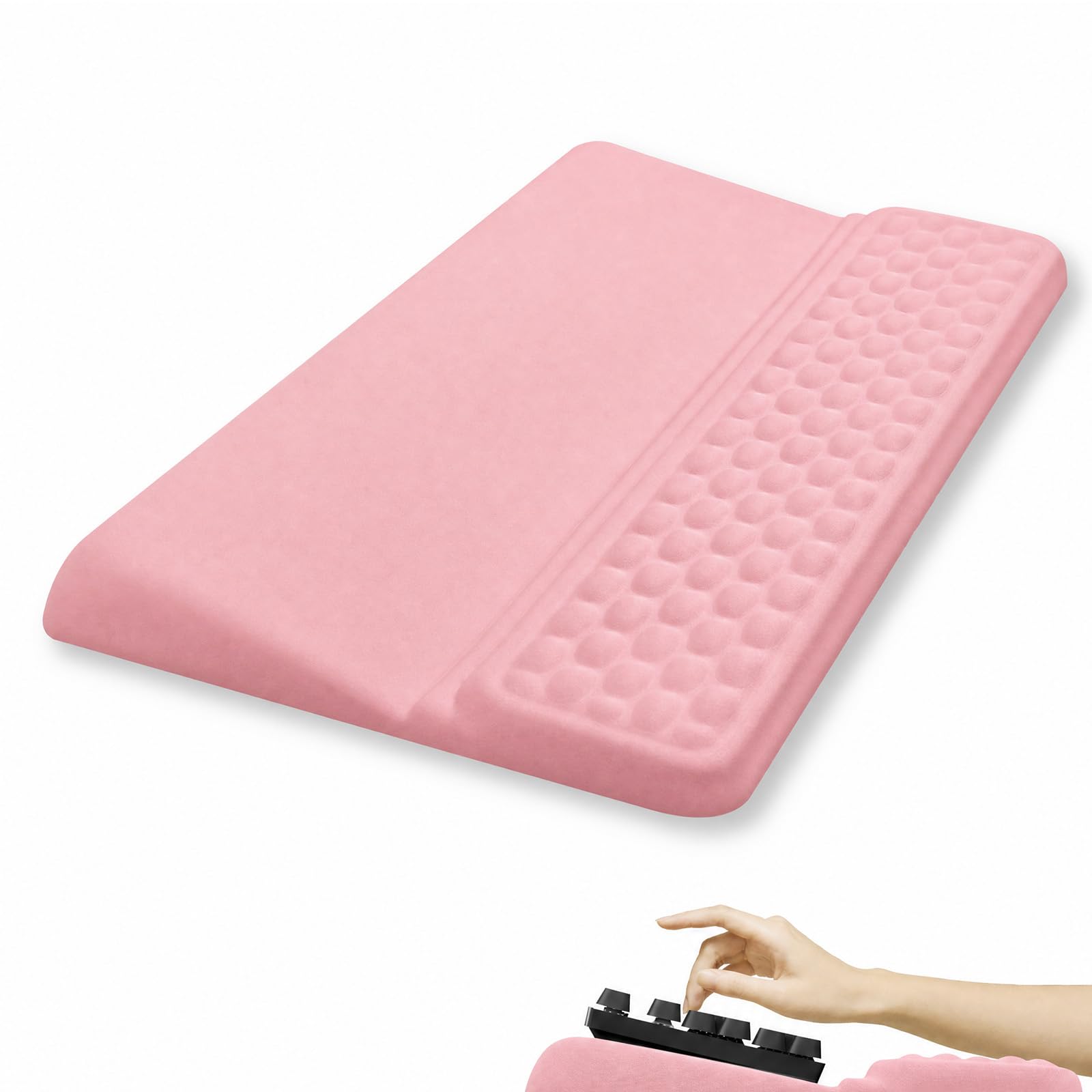 Fentar 2-in-1 Ergonomic Keyboard Wrist Rest with Stand, Keyboard Riser & Soft Memory Foam Support, Non-Slip PU Pad Bottom, 43cm Stress-Relieving Desk Accessories for Office, Home and Gaming (Pink) — image 1