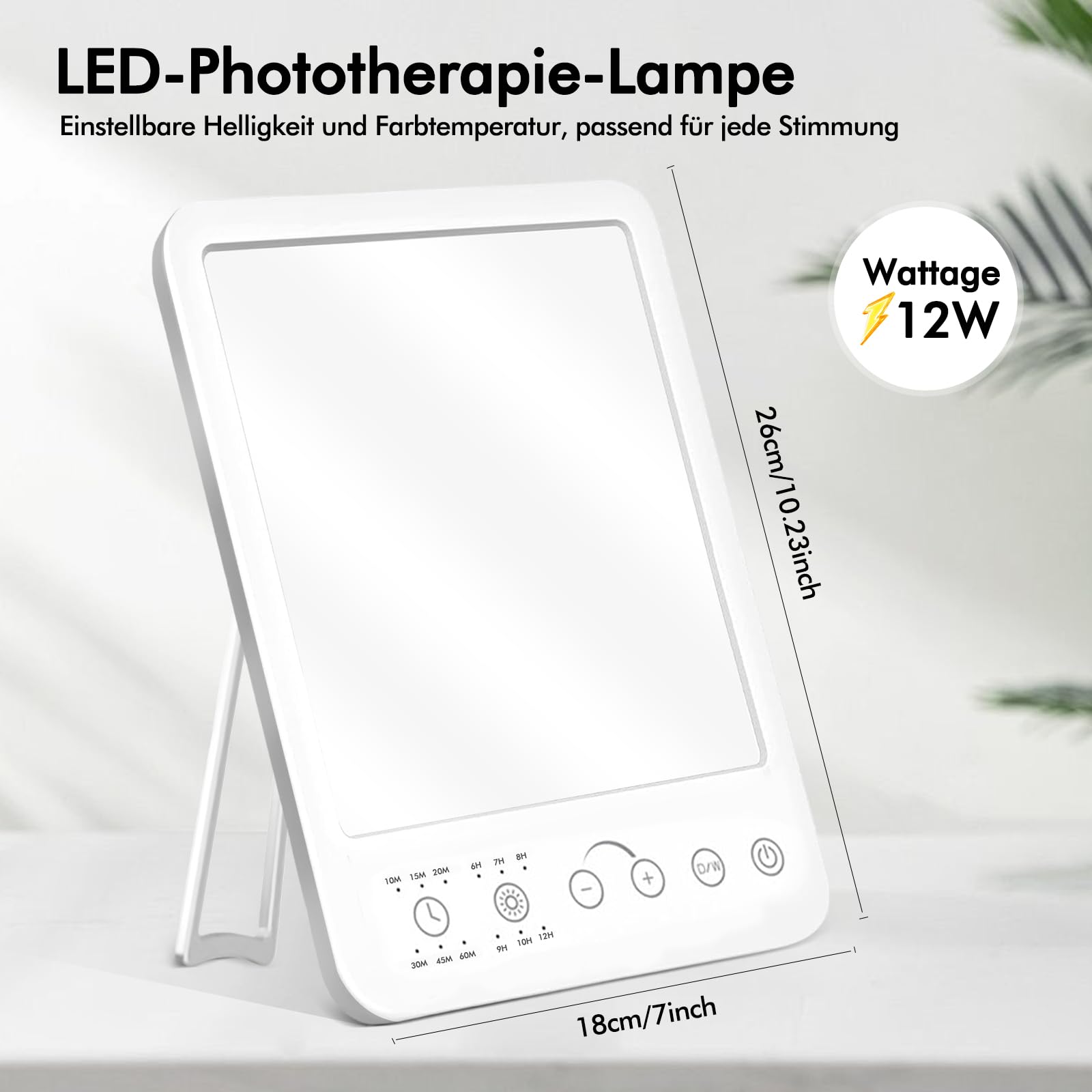 HOSPAOP Lámpara de Luz Diurna 10000 Lux LED Terapia de Luz sin UV con Regulador de Intensidad, Lámpara de Fototerapia de Espectro Completo con Temporizador y Memoria