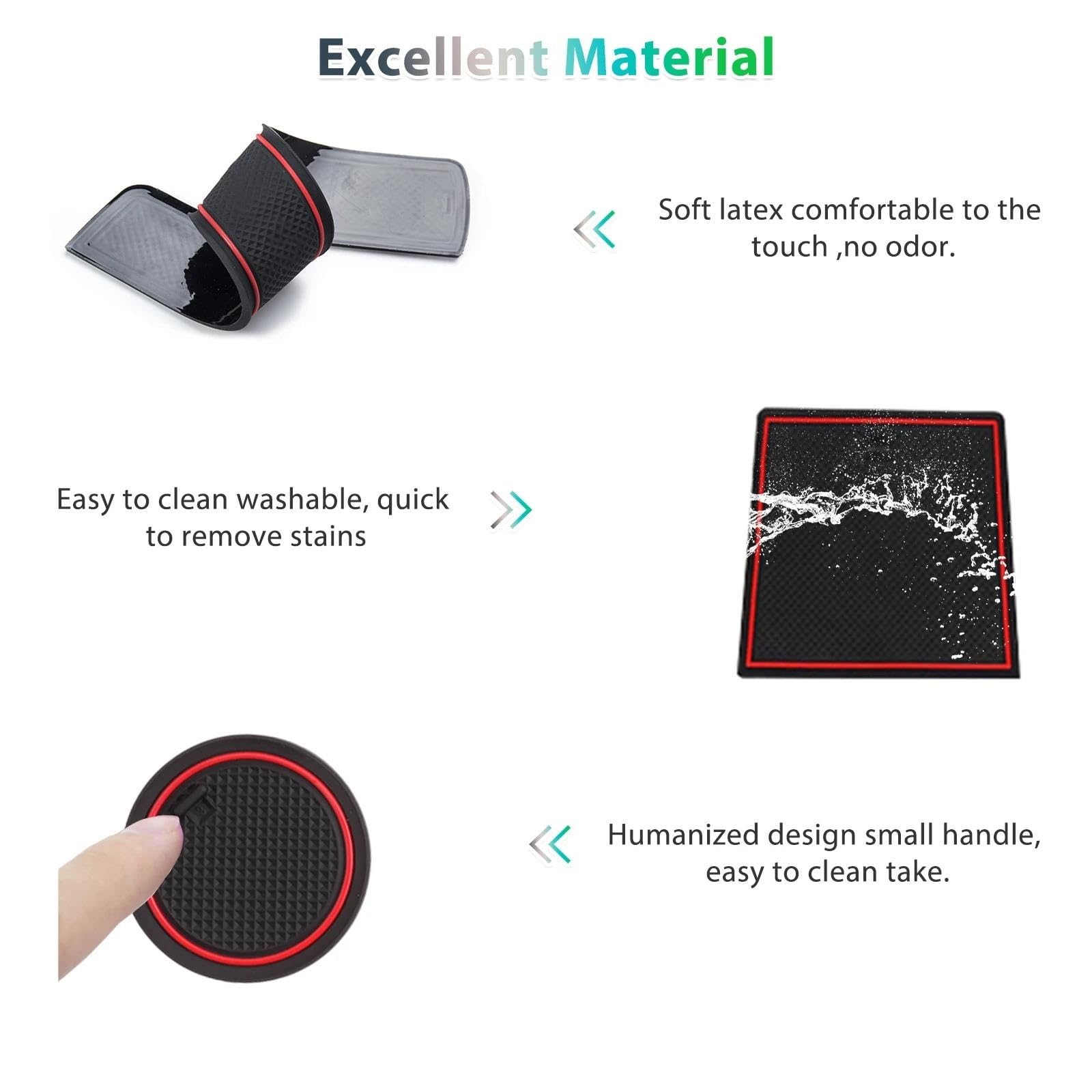 Tappetino Antiscivolo Alfombrilla Ranura Puerta Coche para Hyundai para Kona SX2 para Hybird para PHEV 2024 2025, Alfombrilla Antideslizante Accesorios para Interior De Coche(Rosso)