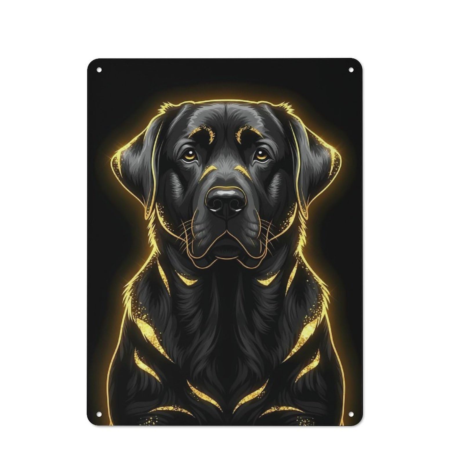 Junmoney Style-18 Black Labrador With Golden Highlights Rustic Metal Sign 40X30cm, Barn Style Farmhouse Wall Decor For Kitchen, Cottage, Porch Or Garden Room