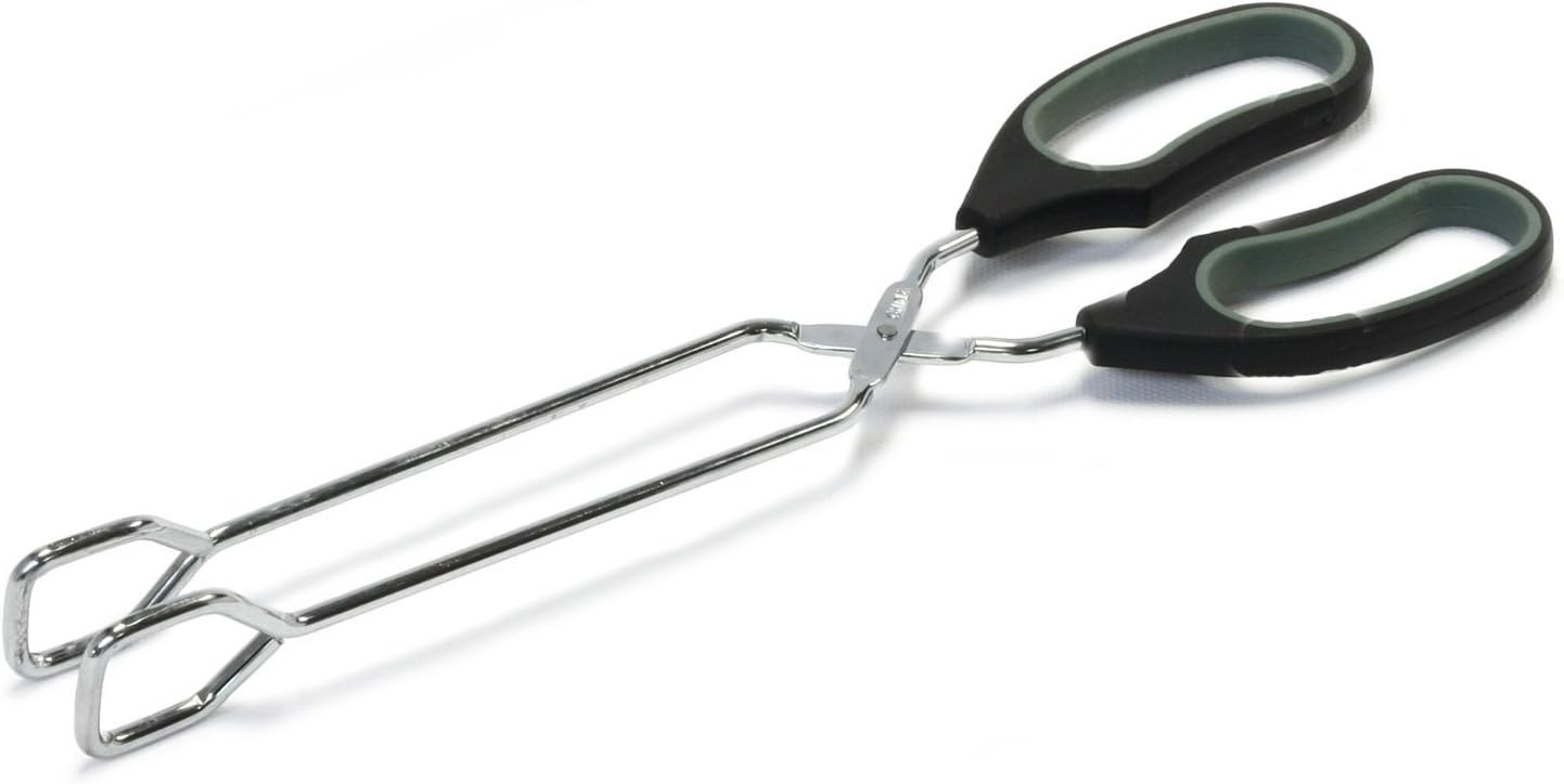 2 x Chef Craft 21591 1-Piece Tongs with Straight Working Ends, Black, 12-Inch