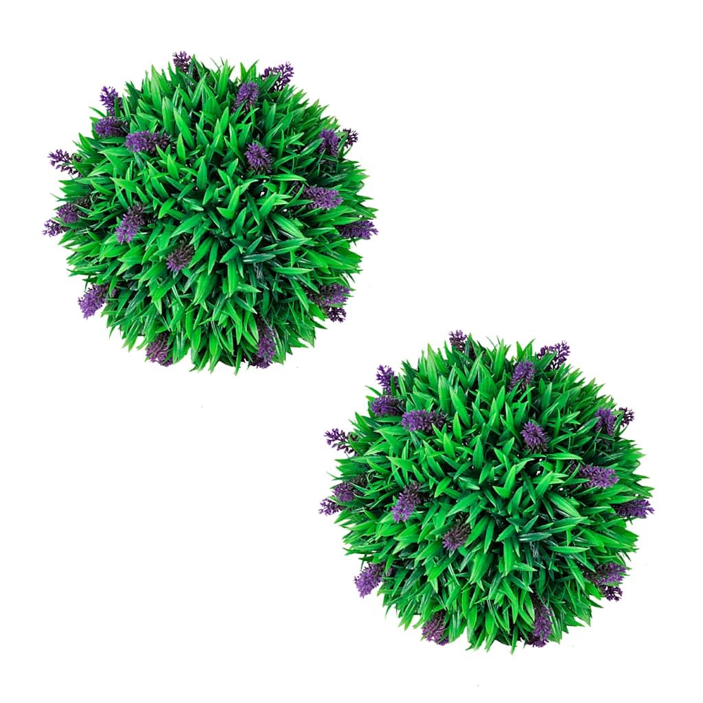 Generico Set Palle di Bosso Artificiale 2 pz con Lavanda 30 cm,Casa e Giardino,Arredo,Flora artificiale-41624