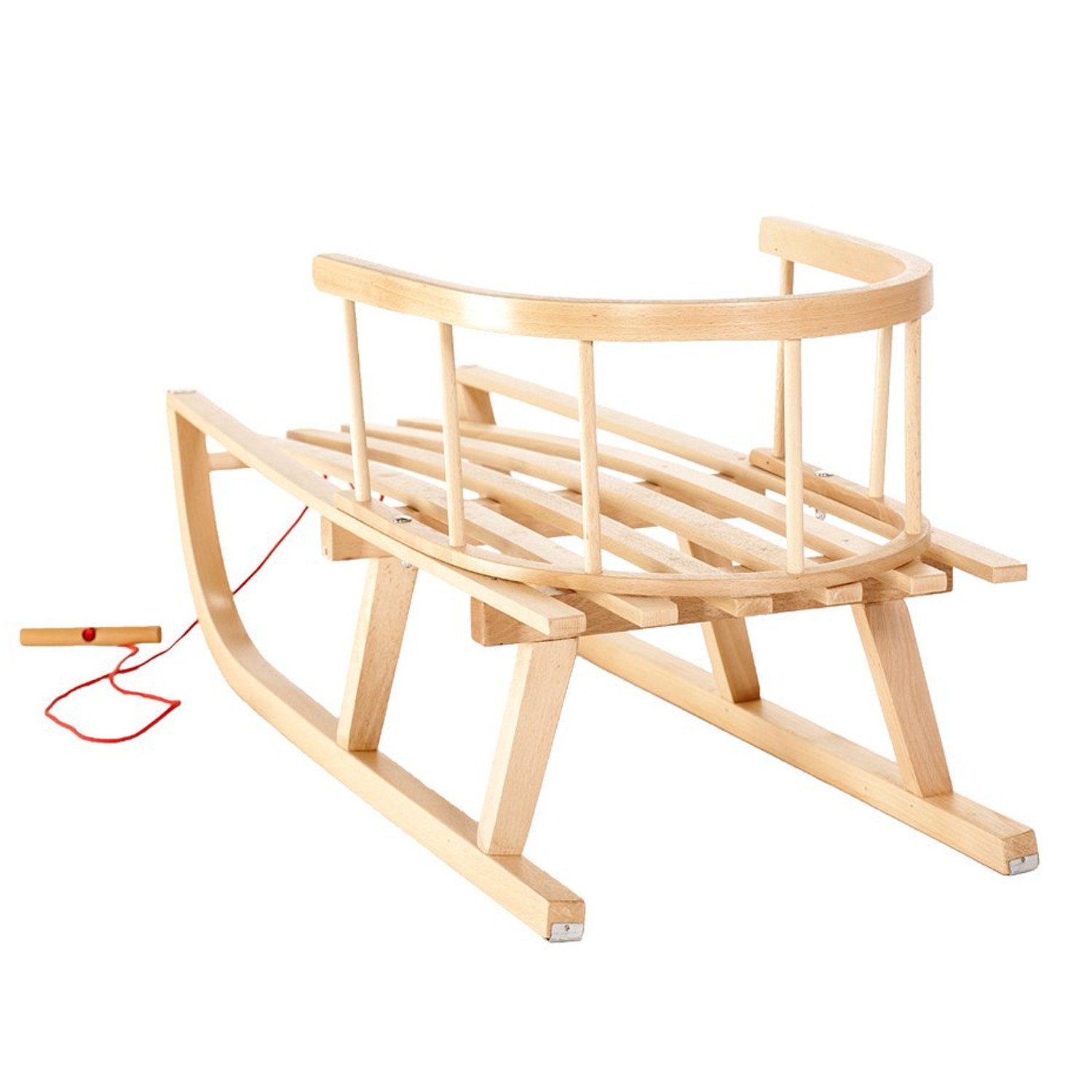 Trineo Tradicional de Madera de Haya con Respaldo de Roble