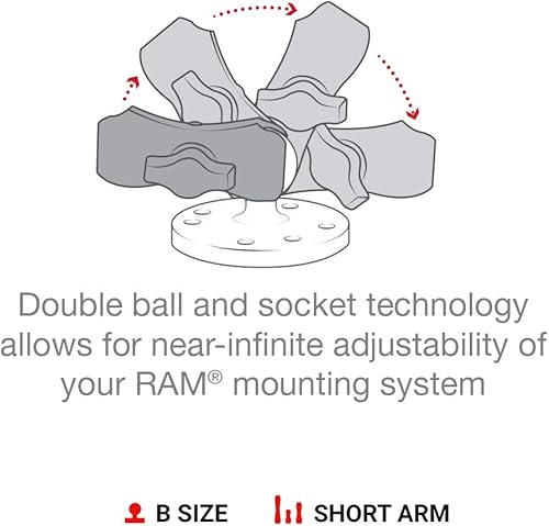 Miniatura 5 de RAM Mounts RAP-B-201U-A Brazo de Doble Encaje Compuesto - Brazo Corto Compatible con Componentes de Bola Tamaño B de 1