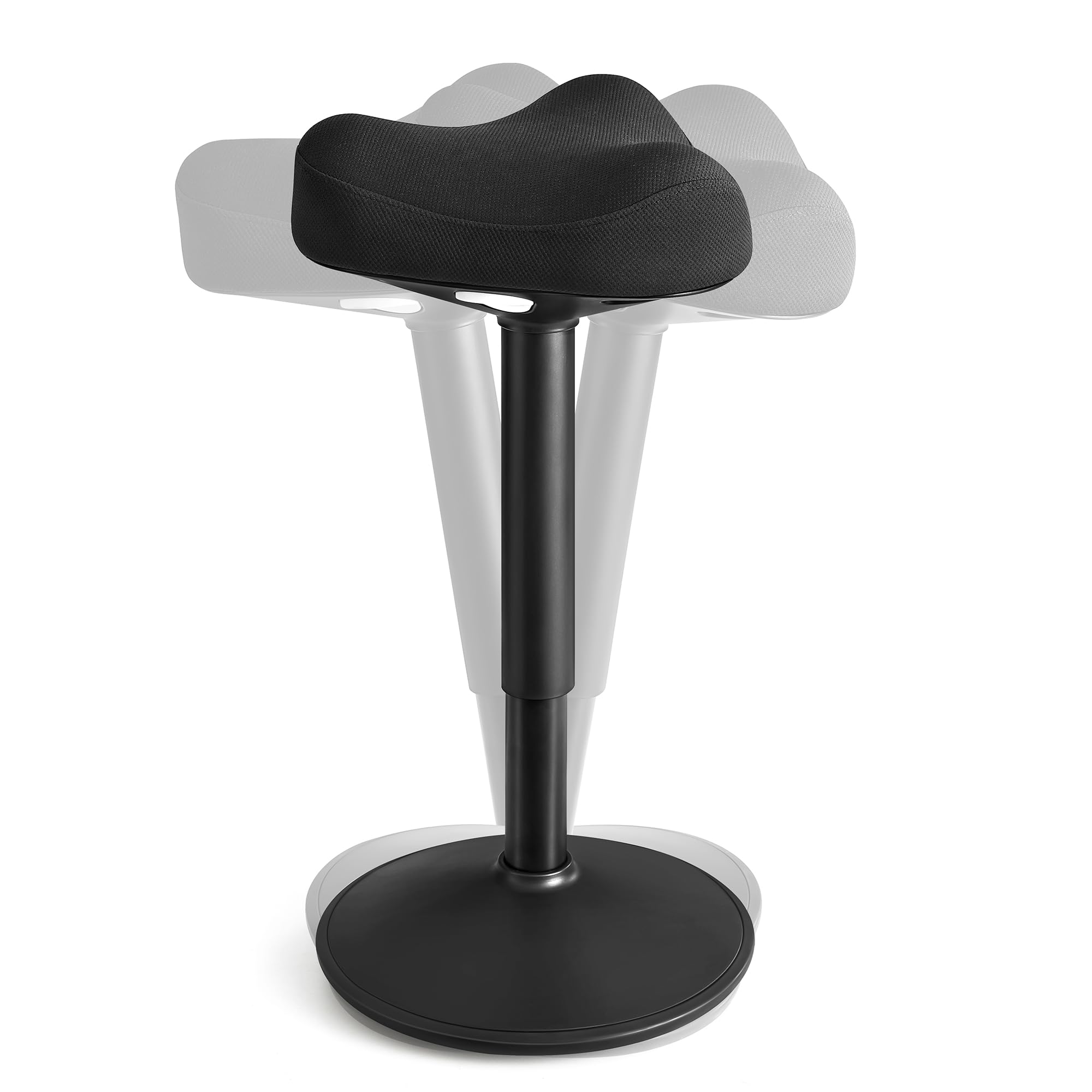 SONGMICS Hocker, Stehhocker um 360° neigbar, Schreibtischstuhl, höhenverstellbar 58-83 cm, großer Sockel, Anti-Rutsch, modern, schwarz OSC008B01
