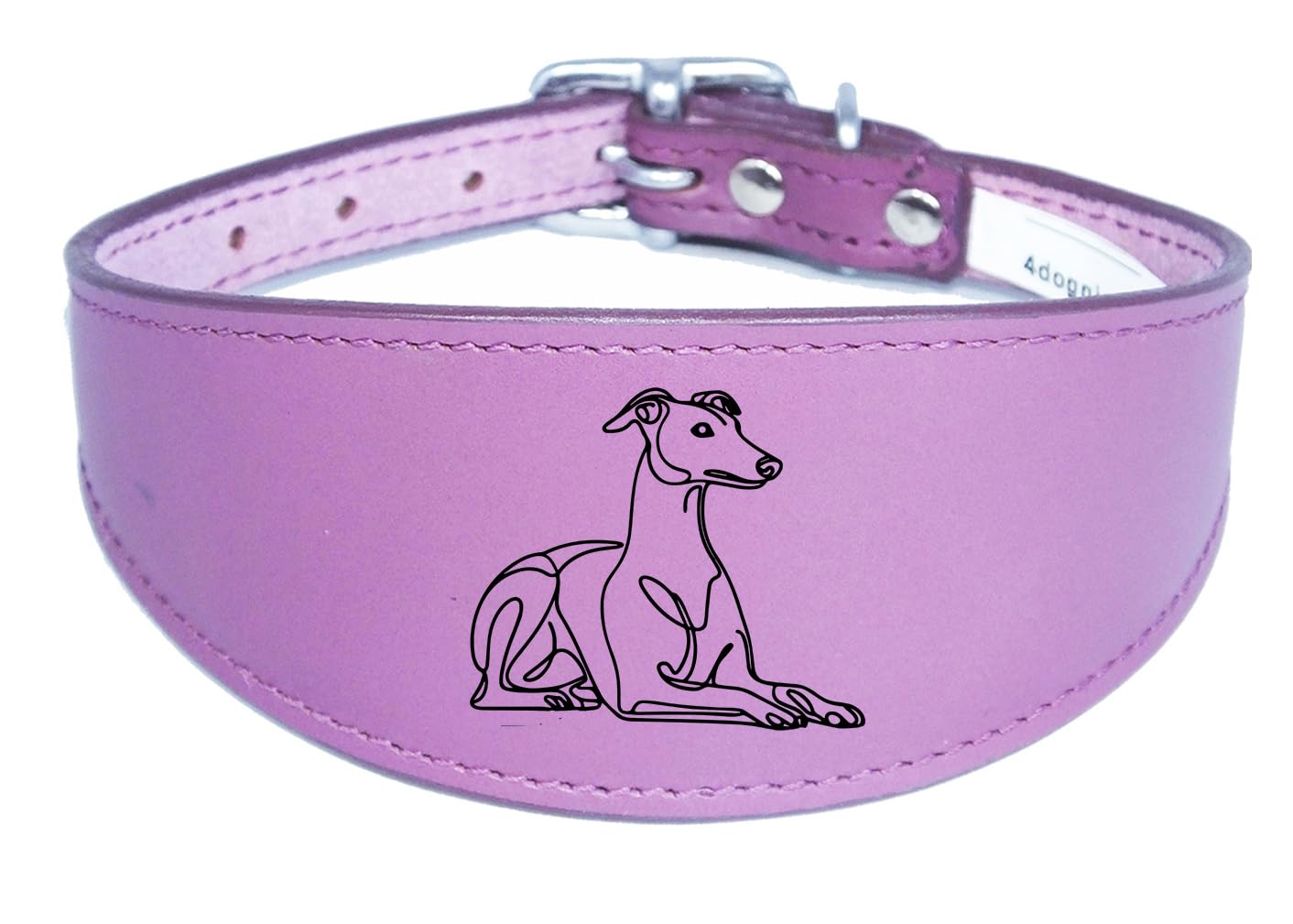 Sighthound Collar, Luxury Padded Leather, Handmade, for Greyhound and Whippet NL32