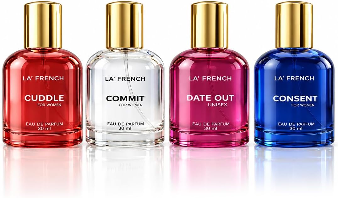 La French Perfume Scent for Women 30 ml X 4 i.e 120ml | Cuddle + Commit + Consent + Date Out | Long Lasting | Fruity & Floral Fragrance Perfume for Women