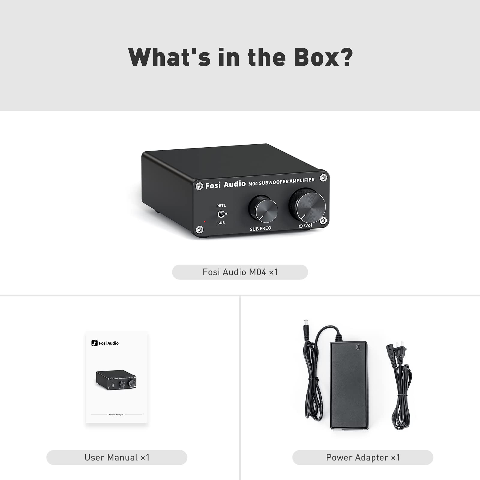 Fosi Audio M04 Amplificatore Subwoofer per Home Theater Mono Canale Digitale Classe D Amplificatore di Potenza Integrato per Altoparlanti Passivi Subwoofer Nominale 100W MAX