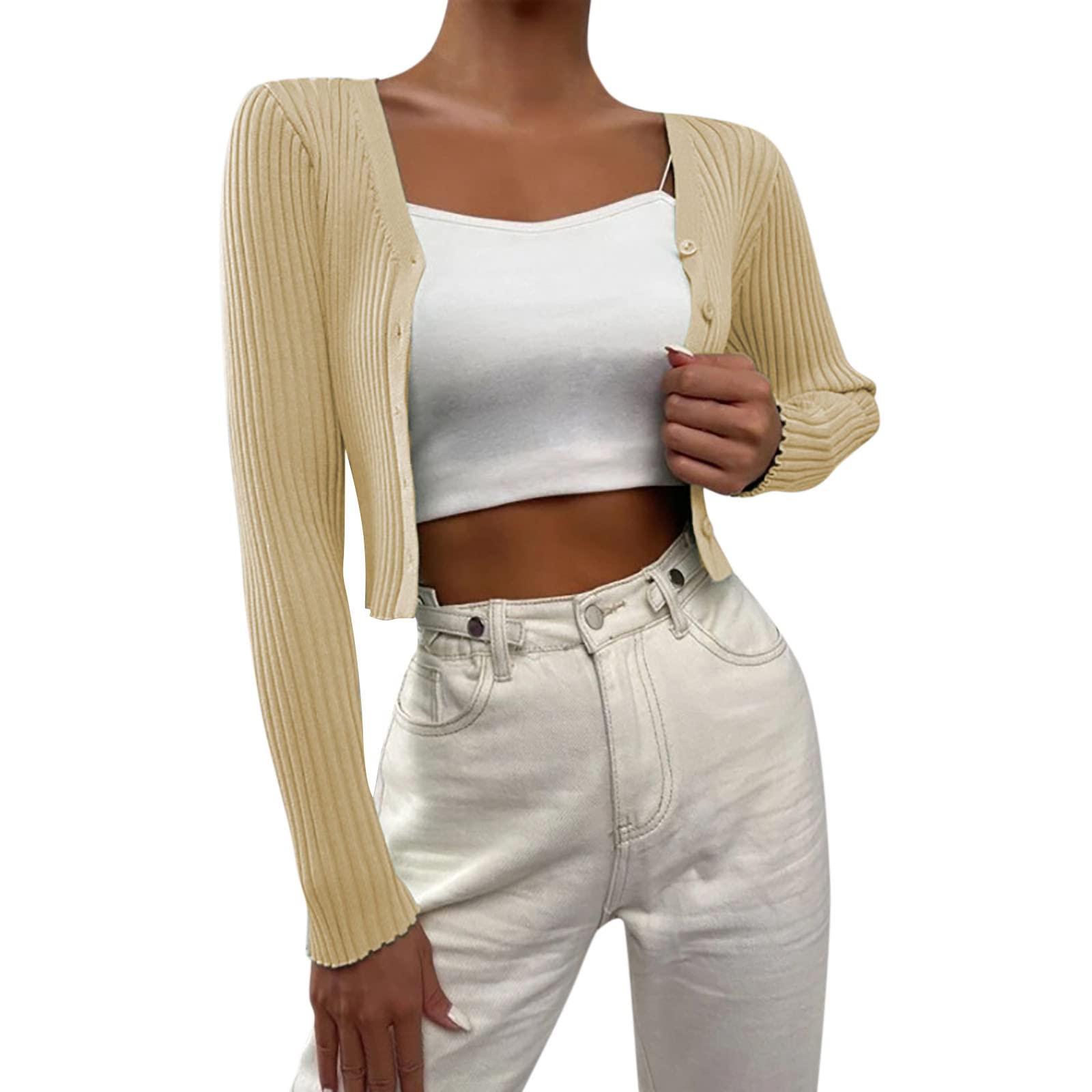 Amazon.com: Womens Long Sleeve Open Front Knit Crop Cardigan Sweater Mens  Sweater Vest Cardigan (Beige, XXL) : Clothing, Shoes u0026 Jewelry