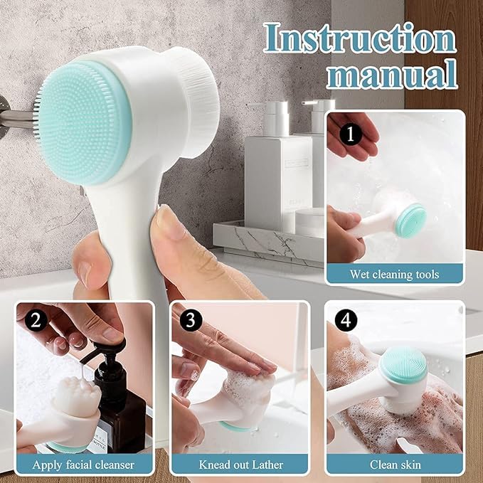 Image of Silicone Manual Dual Face Wash Brush for Deep Pore Exfoliator Massager, Scrub Brush for Gentle Exfoliating, Deep Pore Cleansing Use For Man and Women.