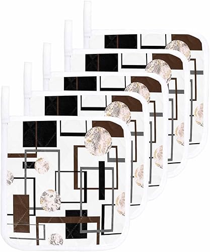 Miniatura 8 de 2 Packs Black Brown Pot Holders Sets for Kitchen,Oven Pan Plate Bowl Pads Heat Proof Mat with Hanging Loop,Terry Cloth Potholders Soft Grip for