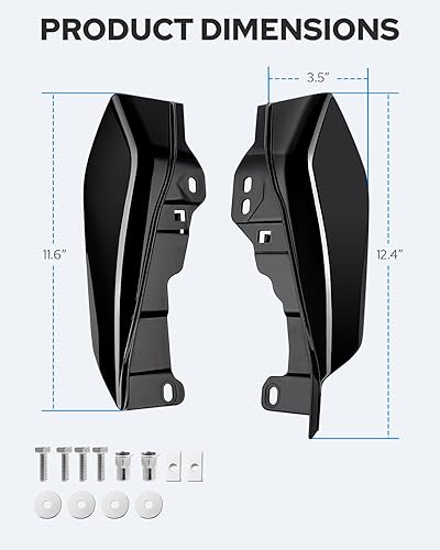 Miniatura 7 de Benlari Deflectores de aire de marco medio negro brillante, deflector de escudos de calor 2009-2024 compatible con Harley Davidson Touring Street