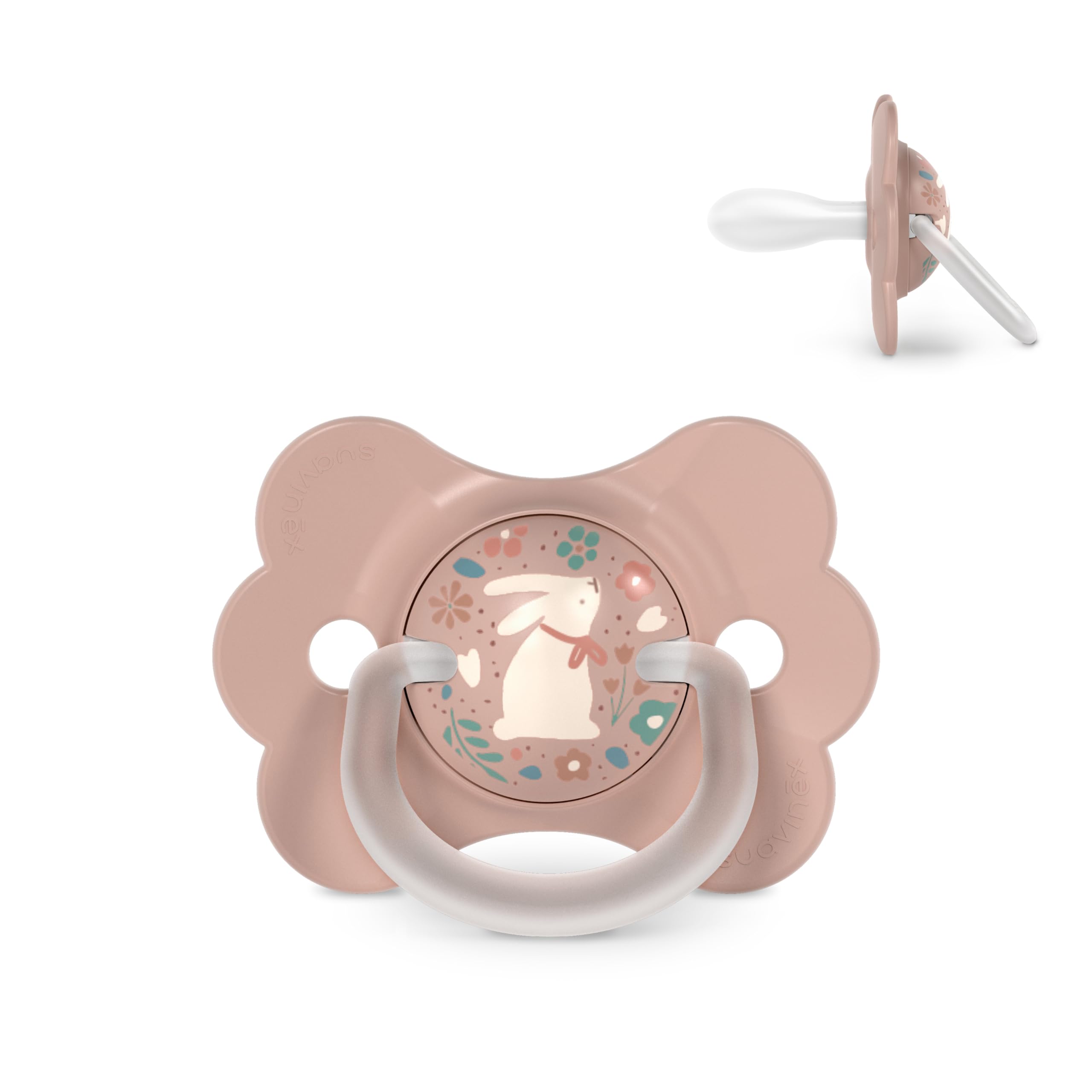 Suavinex, Chupete para Bebés 6/18 Meses, con Tetina Fisiológica de Silicona SX Pro, Simétrica, Plana y Flexible, Respeta el Desarrollo Bucodental, con Anilla, Forma que Evita Rozaduras, Wonder Rosa
