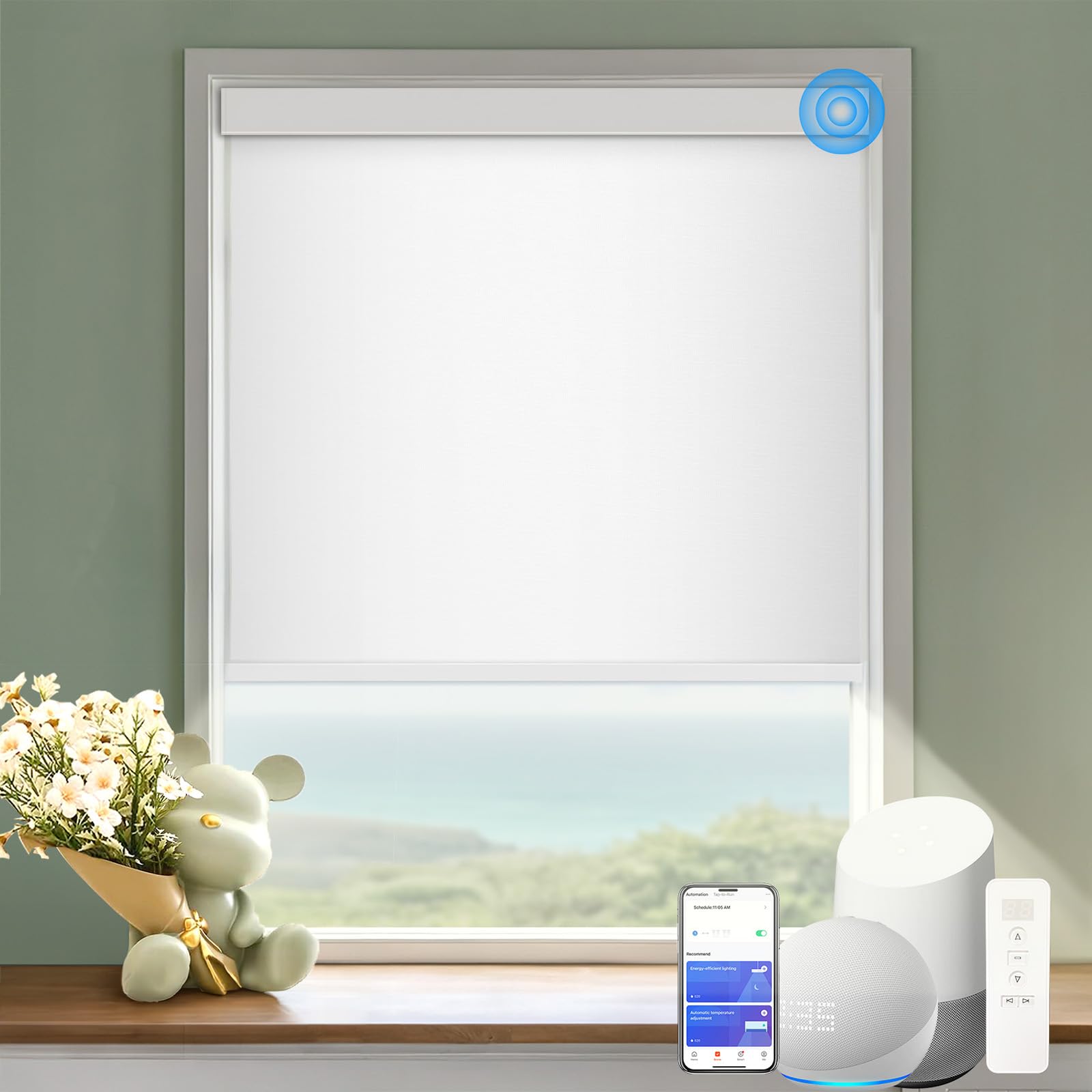 - Motorized Blinds with Remote Cordless Automatic Motorized Shades Custom Blinds for Windows Smart Curtains Compatible with Alexa Google Home(Custom)