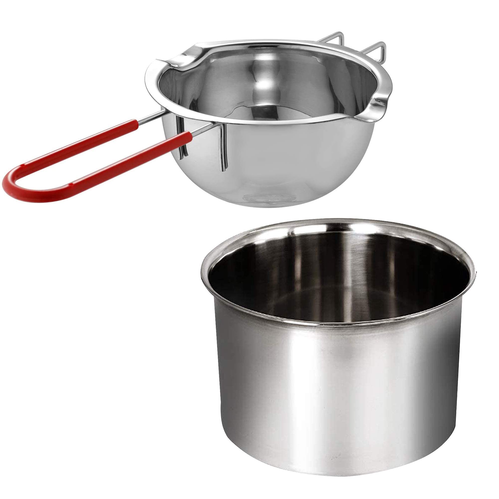 Olla de fusión de doble caldera de acero inoxidable con mango resistente al calor, olla de fusión de chocolate de gran capacidad para mantequilla de caramelo, mantequilla y queso, fabricación de velas 6