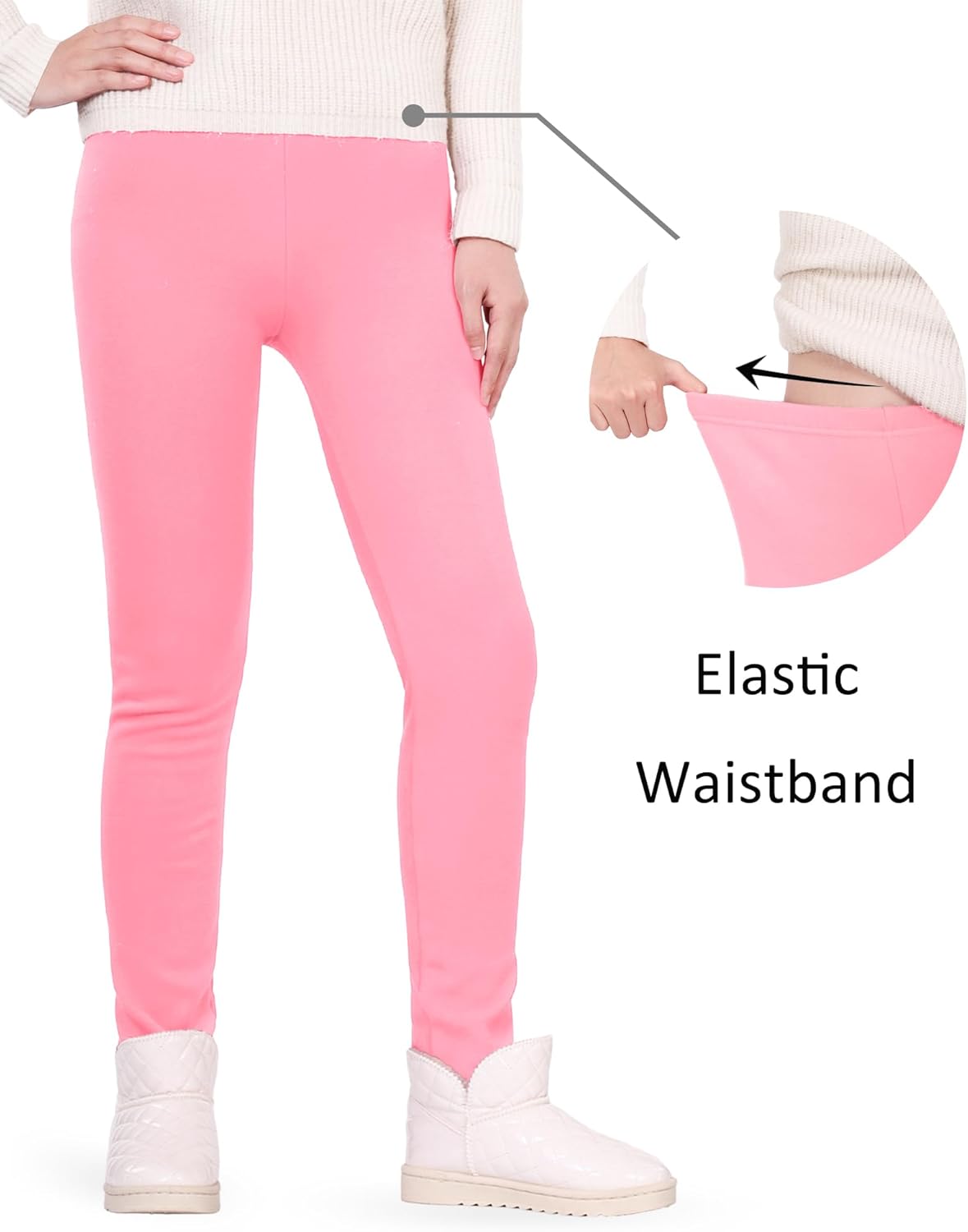 JOCMIC Girls Fleece Lined Leggings Winter Pants Thick and Warm Pack of 2 - Image 4