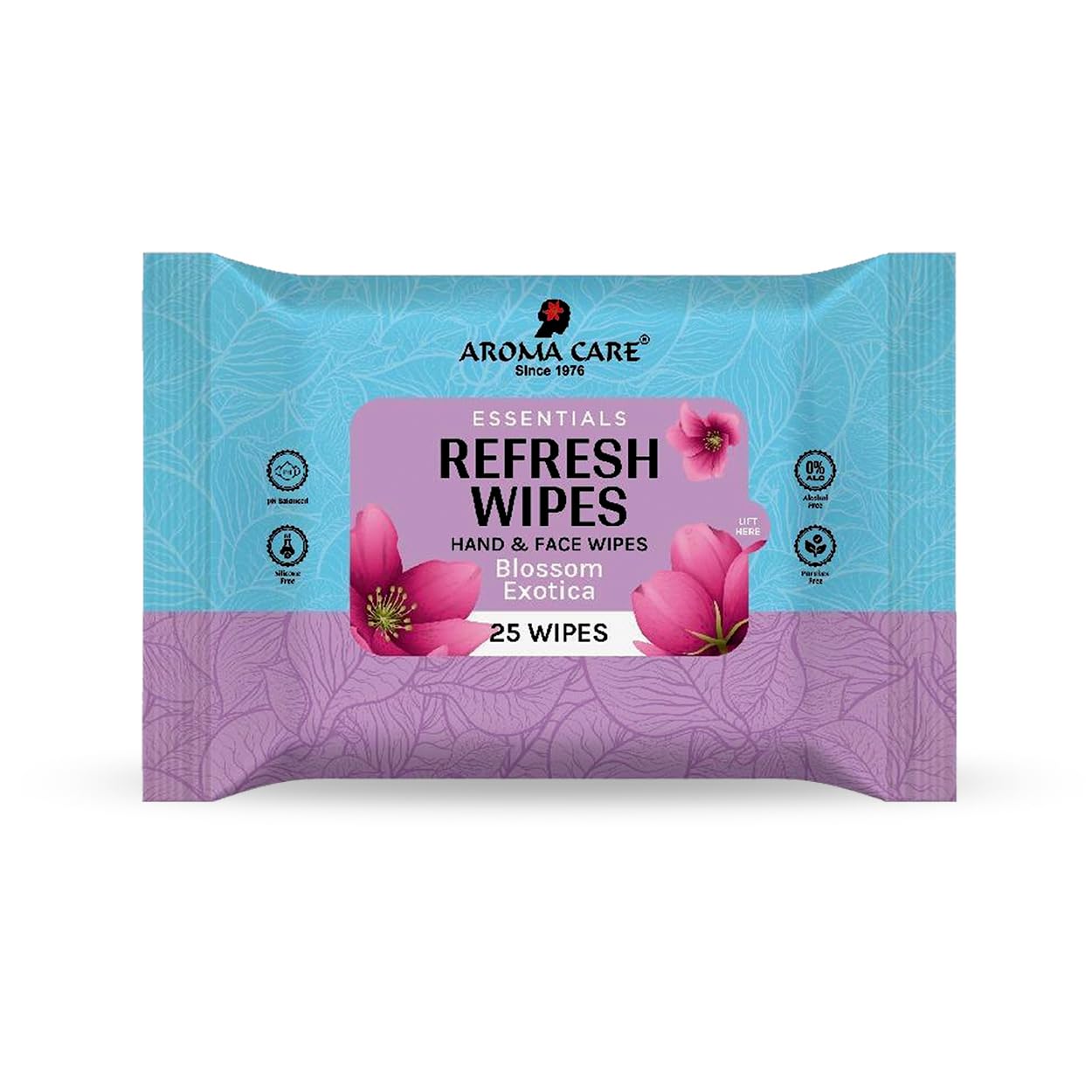 Aroma Care Essentials Blossom Exotica Refresh Wipes, 25 Wipes, Pack Of (2) "Floral Fragrance Wet Wipes for Face & Body | Soft, Alcohol-Free, Skin-Friendly Cleansing Wipes for Daily Use"-image-20