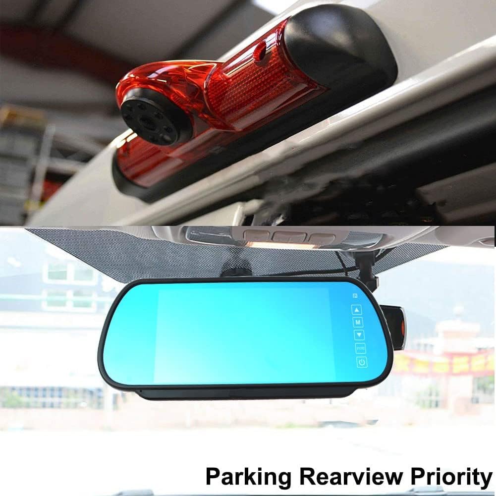 KNRAGHO Brake Light Reversing Camera for Citroen Jumper/Fiat Ducato X250 / Peugeot Boxer + 7.0 Inch Rearview Mirror Monitor TFT Screen Truck Car LCD Display E-Mark - Image 2
