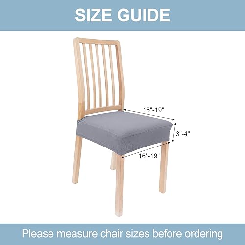 Miniatura 5 de smiry Stretch Jacquard Seat Covers for Dining Chairs, 4 Pack Washable Dining Chair Cover Dining Room Chair Seat Covers, Grey