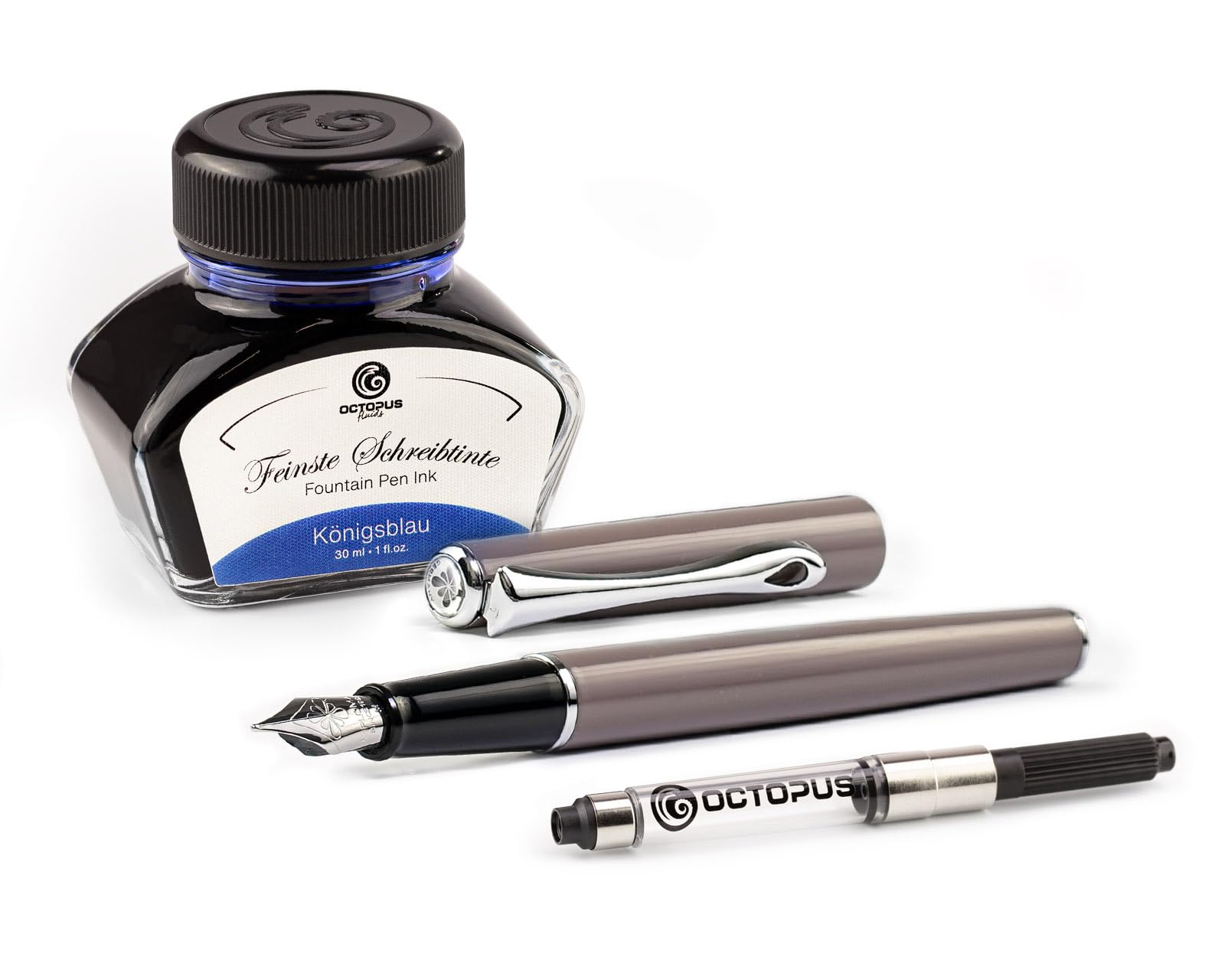 Diplomat Traveller Taupe Grey, Metal Fountain Pen in Set with Writing Ink and Converter — image 1