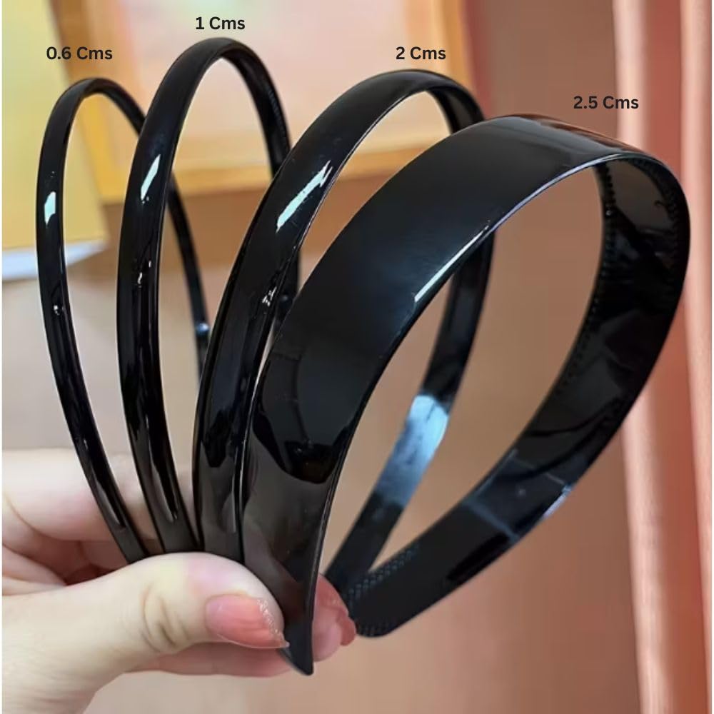 Seeotwo 4 Pieces Plastic Hairband Sports Yoga Multi Style Non-Slip Black Headband Unisex Fashion Adjustable Hair Hoop Band for Women, Men and Girls 1