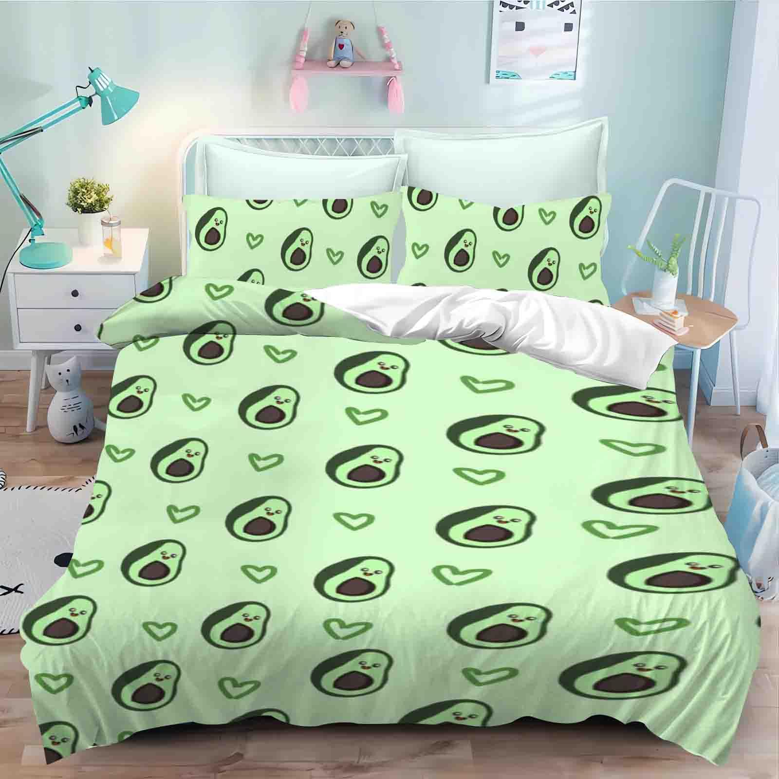 Housse de couette avocat 135x200 cm en microfibre imprimée avec fermeture éclair