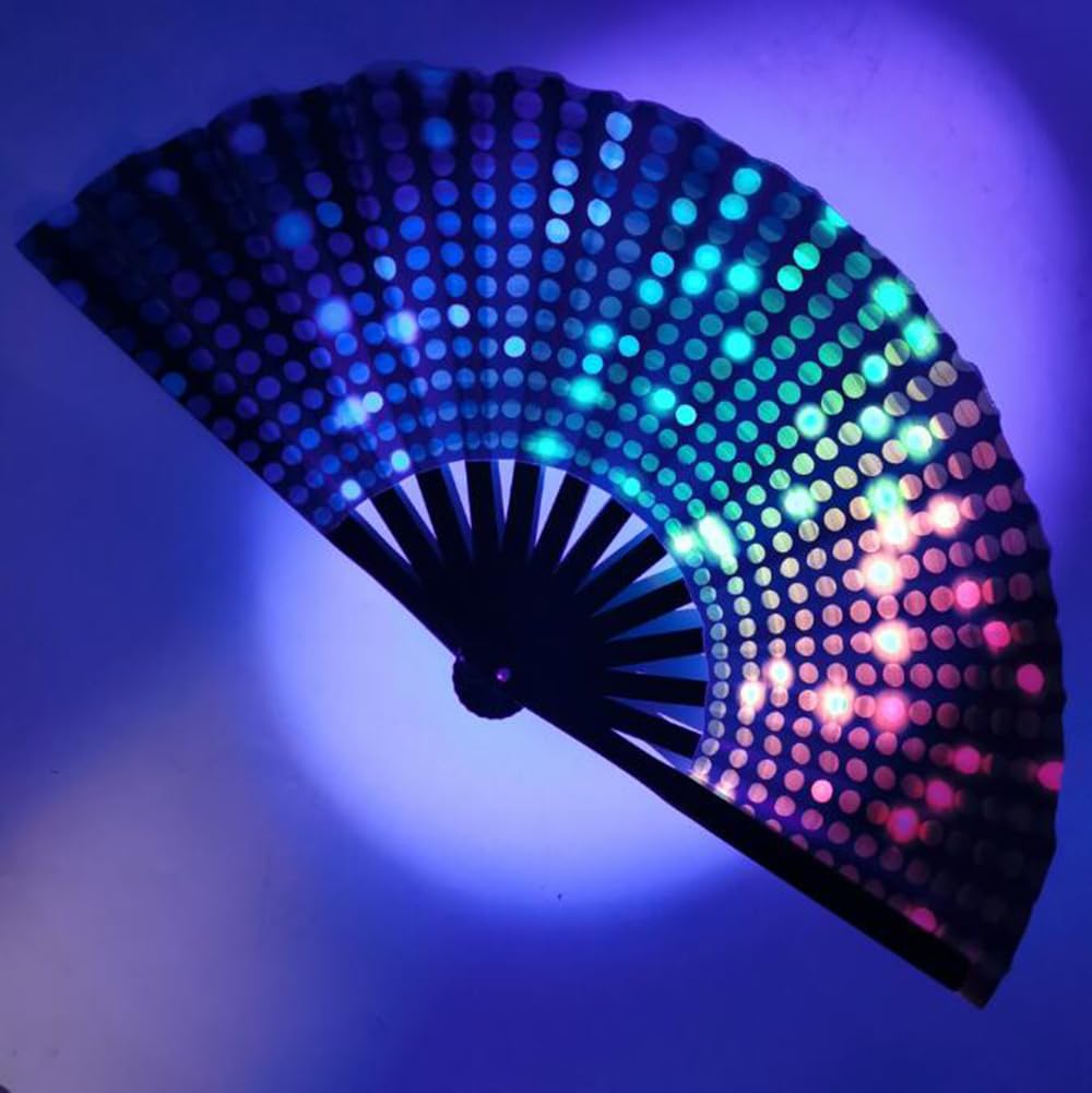 Großer Rave-Handfächer Mit UV Glow – Bunter Schmetterling, Faltbar & Leicht