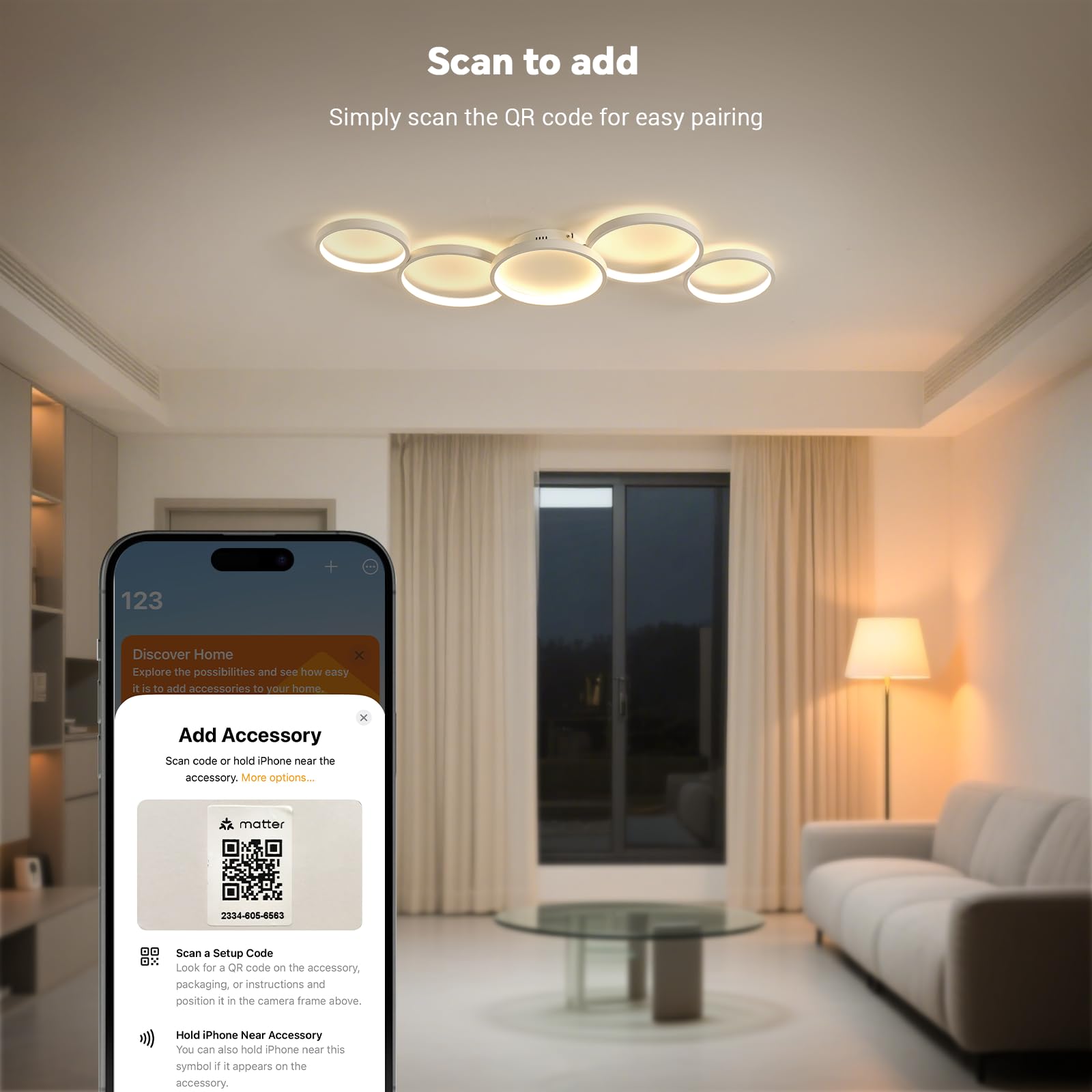 BAYHT Deckenlampe mit Fernbedienung, Wohnzimmerlampe with Matter Kompatibel eWeLink App, 56W 5600lm, 3000K-6000K, Modern LED Deckenleuchte Für Schlafzimmer Wohnzimmer (100cm, Weiß)